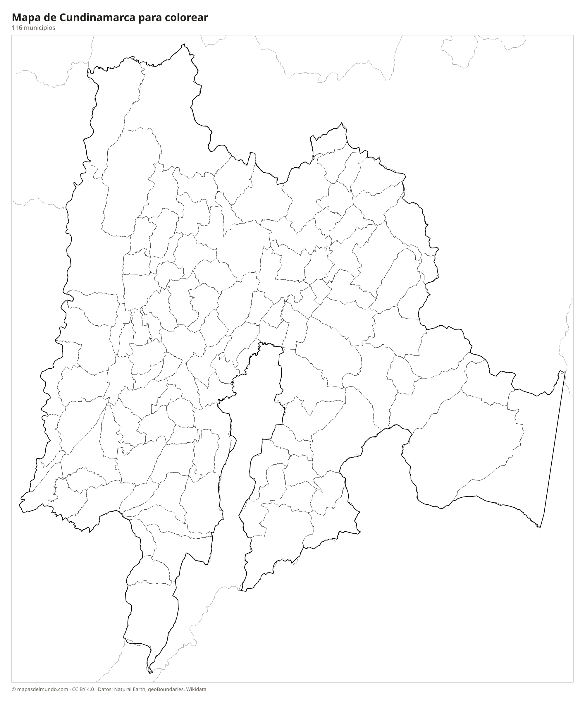Mapa de Cundinamarca para colorear
