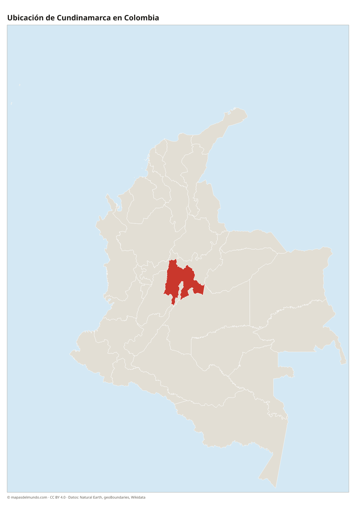 Ubicación de Cundinamarca en el mapa de Colombia