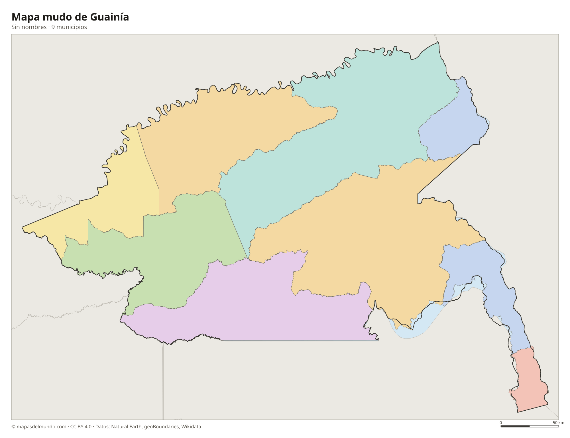 Mapa mudo de Guainía