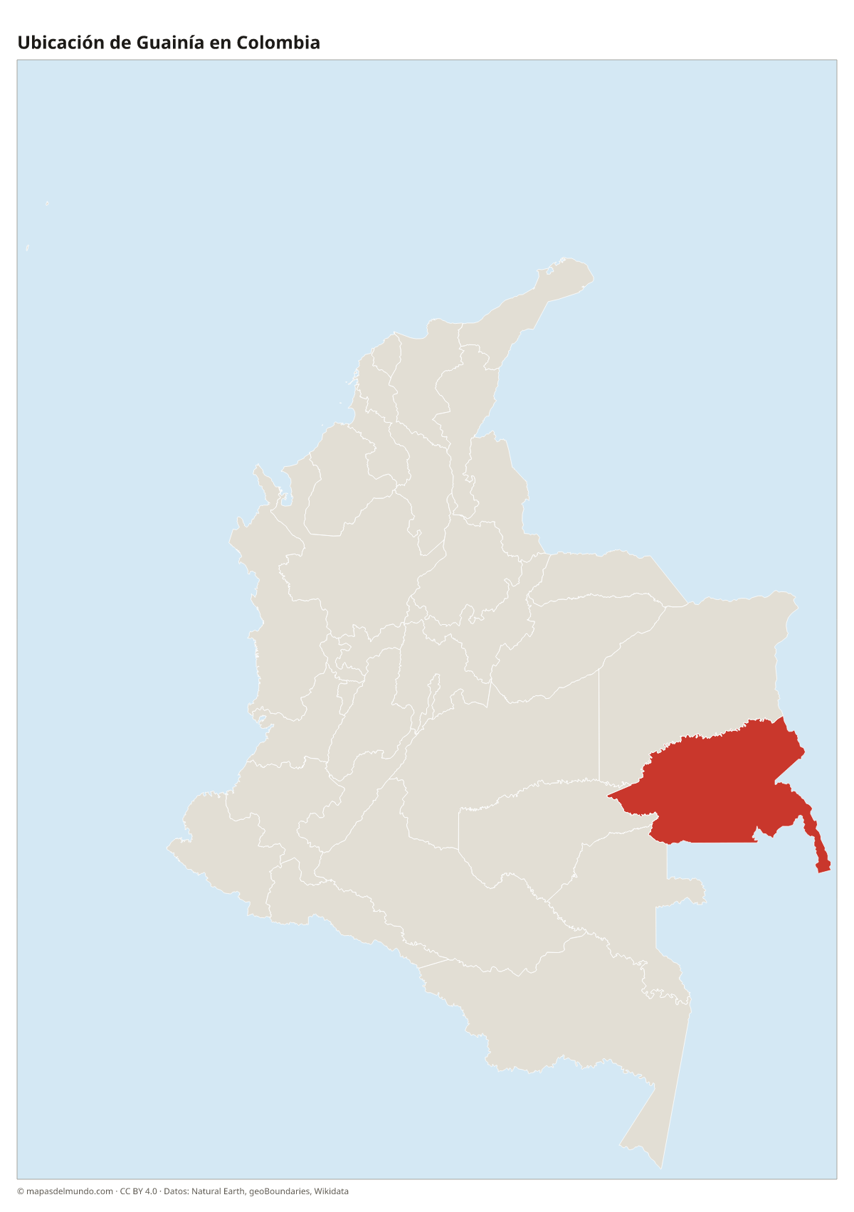 Ubicación de Guainía en el mapa de Colombia