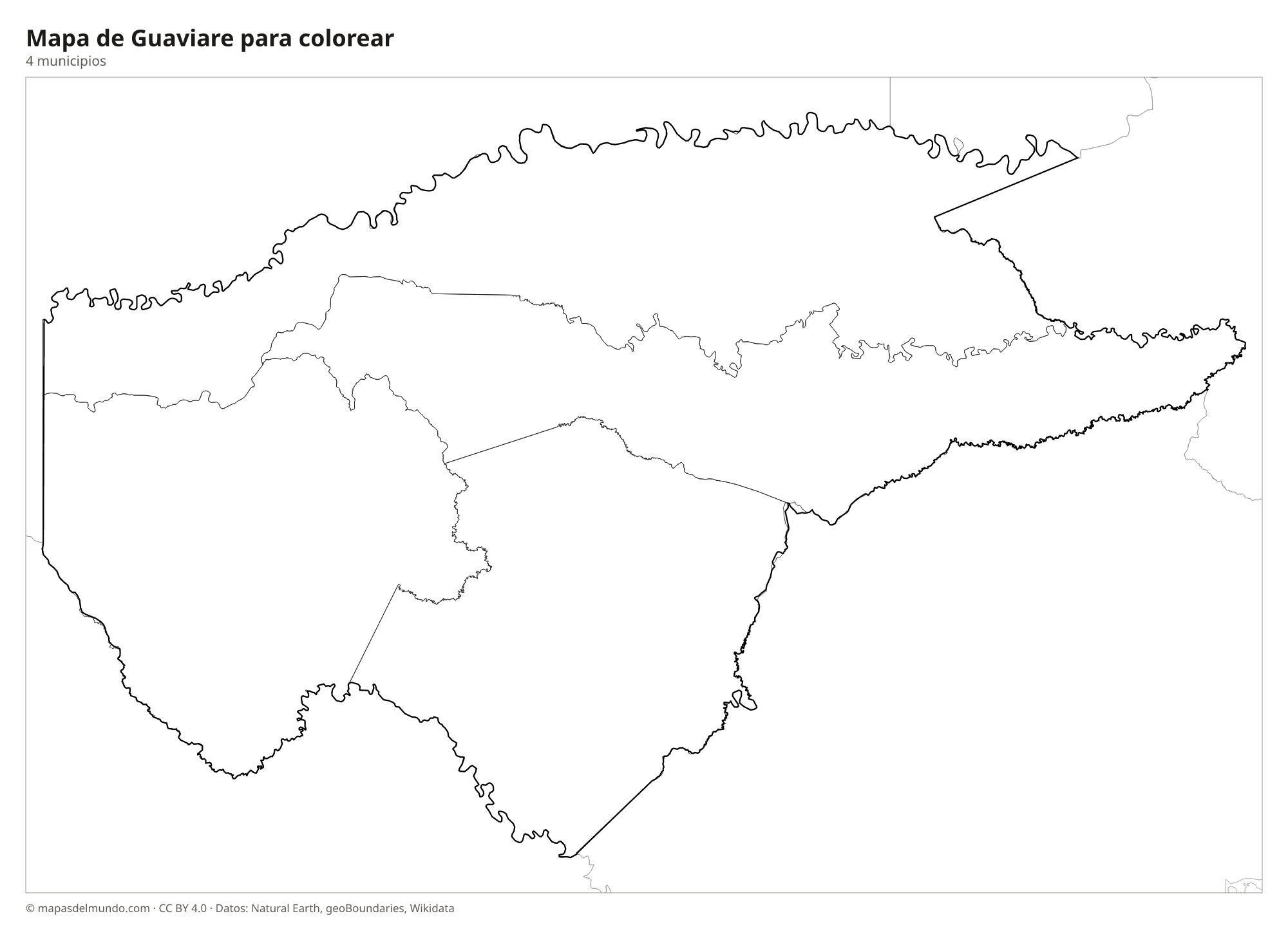 Mapa de Guaviare para colorear