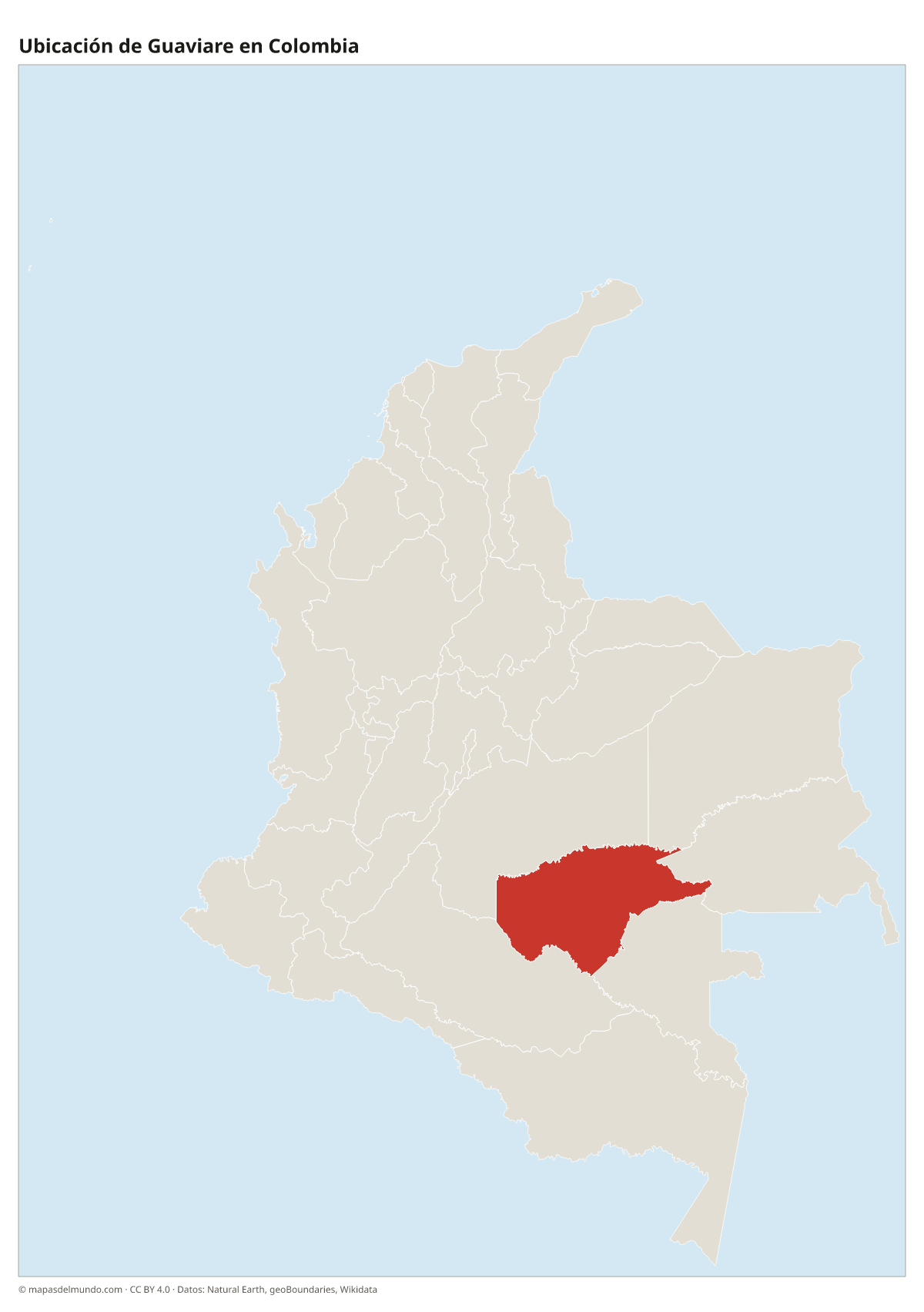 Ubicación de Guaviare en el mapa de Colombia
