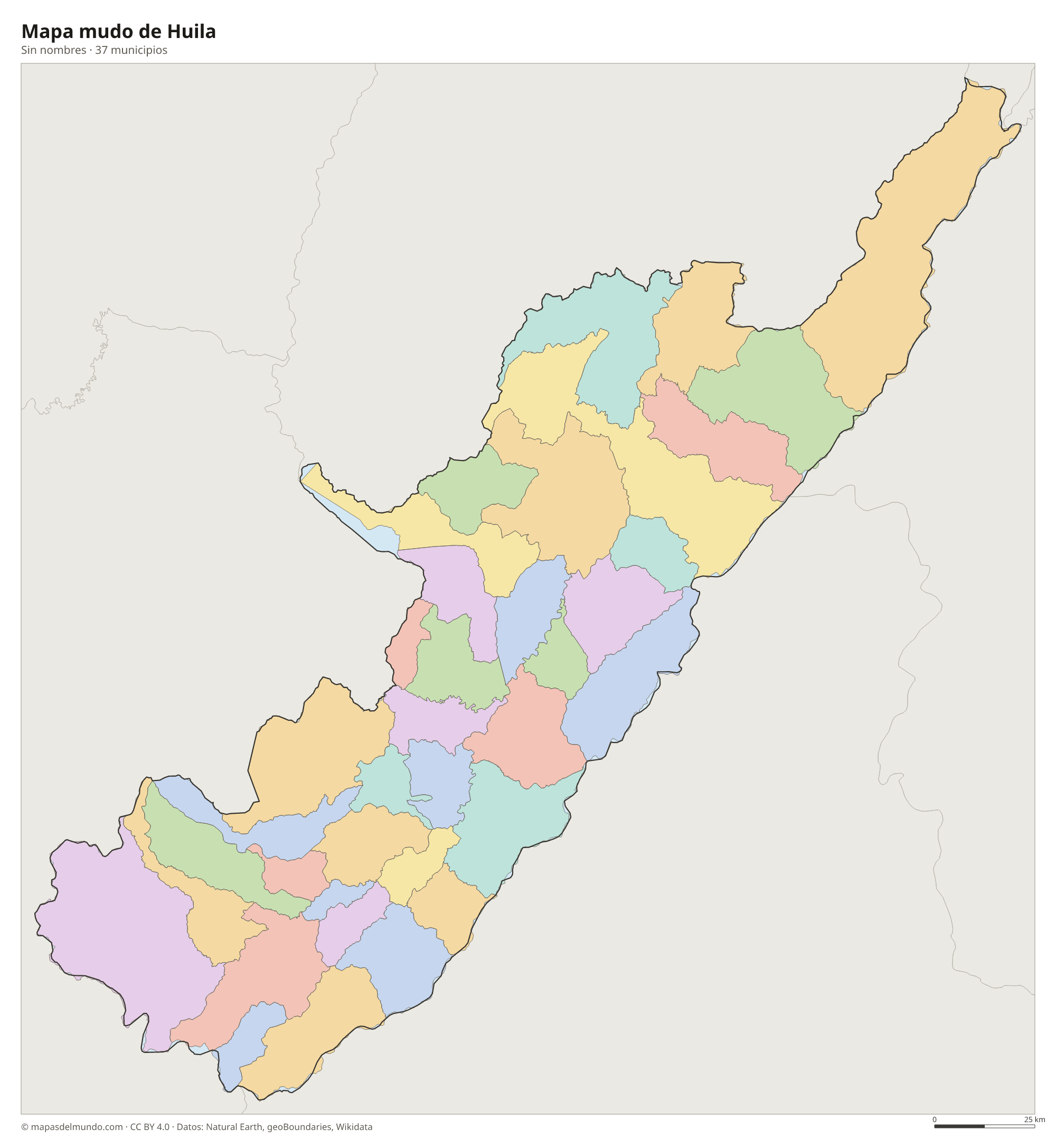 Mapa mudo de Huila