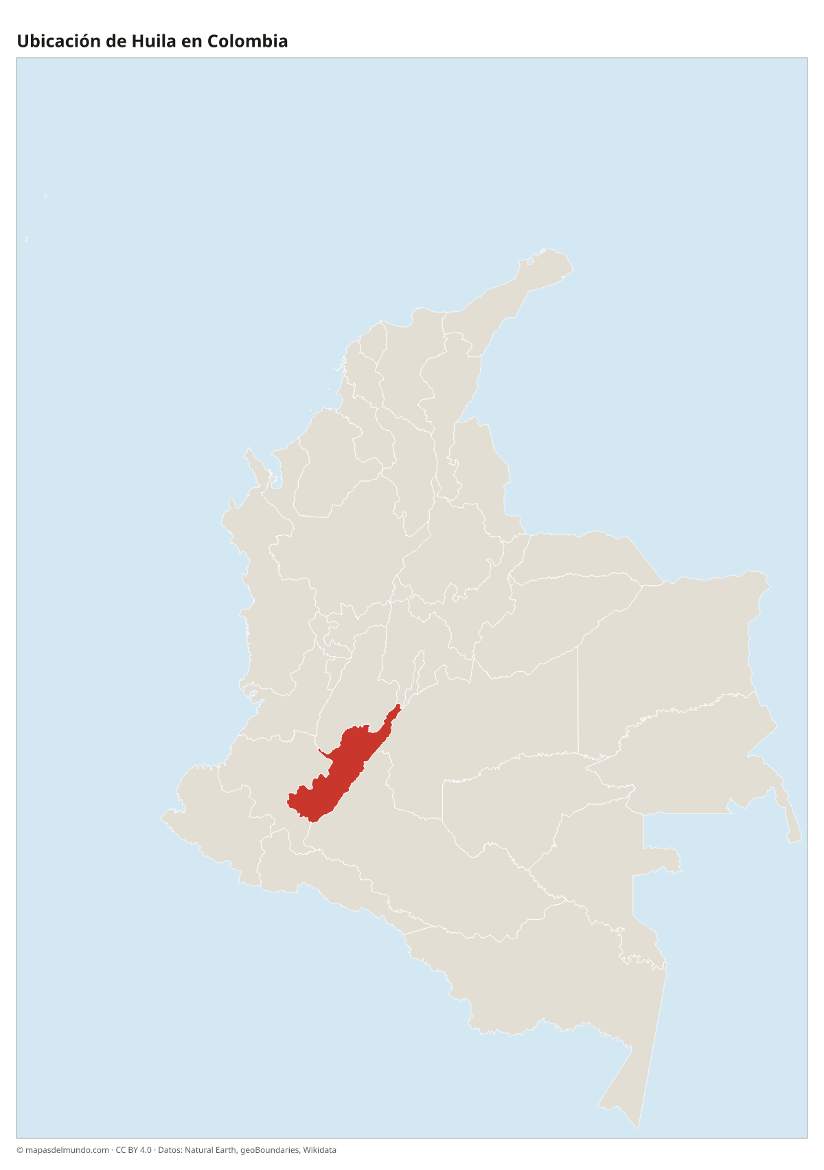 Ubicación de Huila en el mapa de Colombia