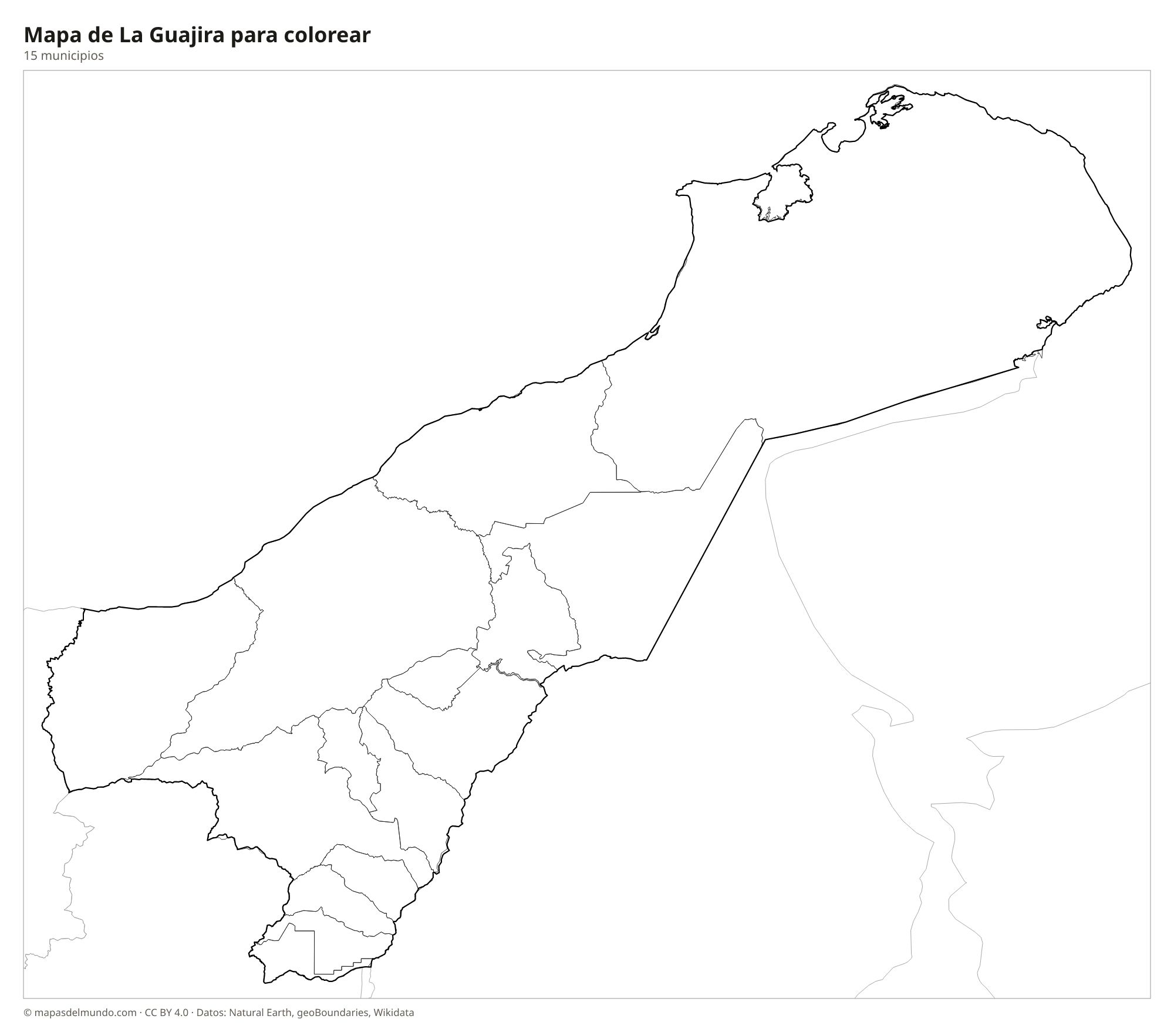 Mapa de La Guajira para colorear