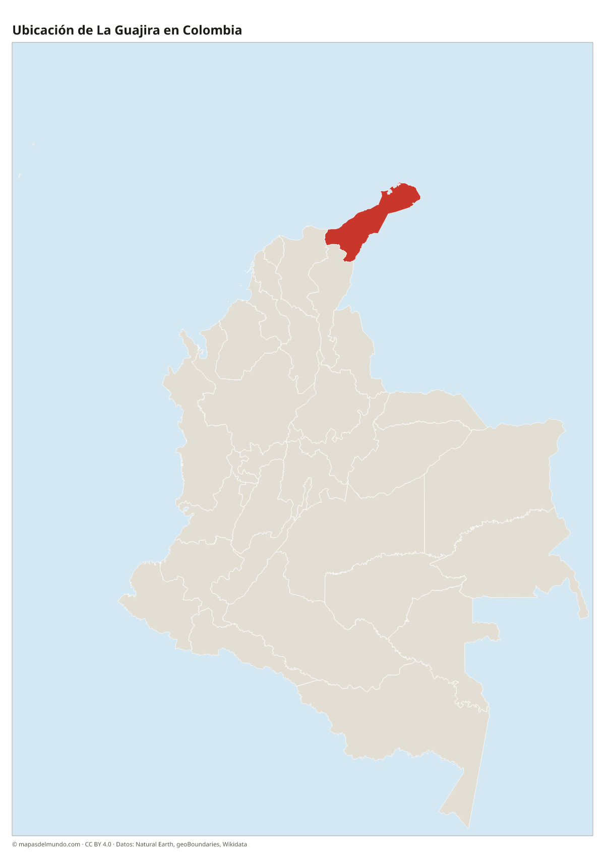 Ubicación de La Guajira en el mapa de Colombia