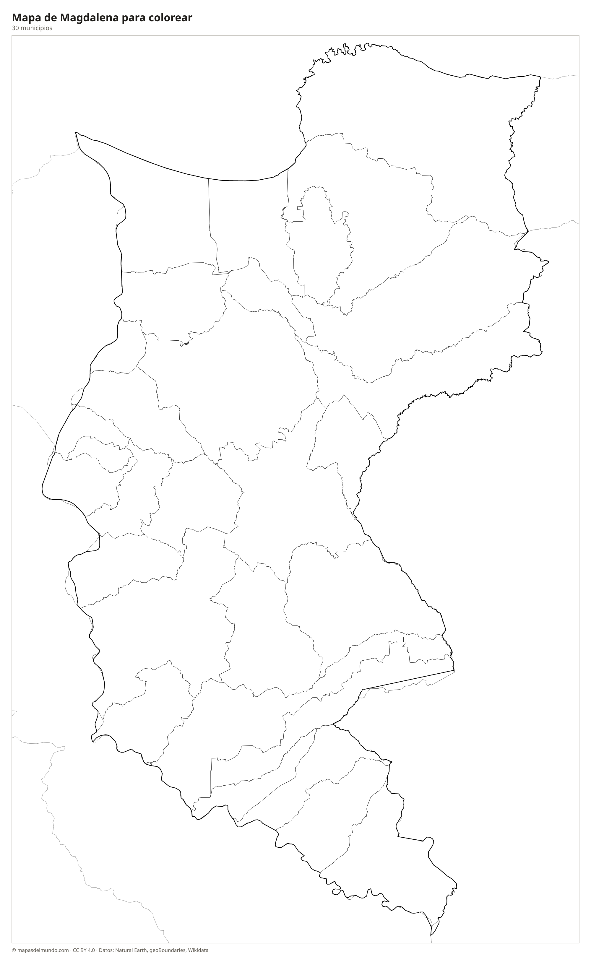 Mapa de Magdalena para colorear