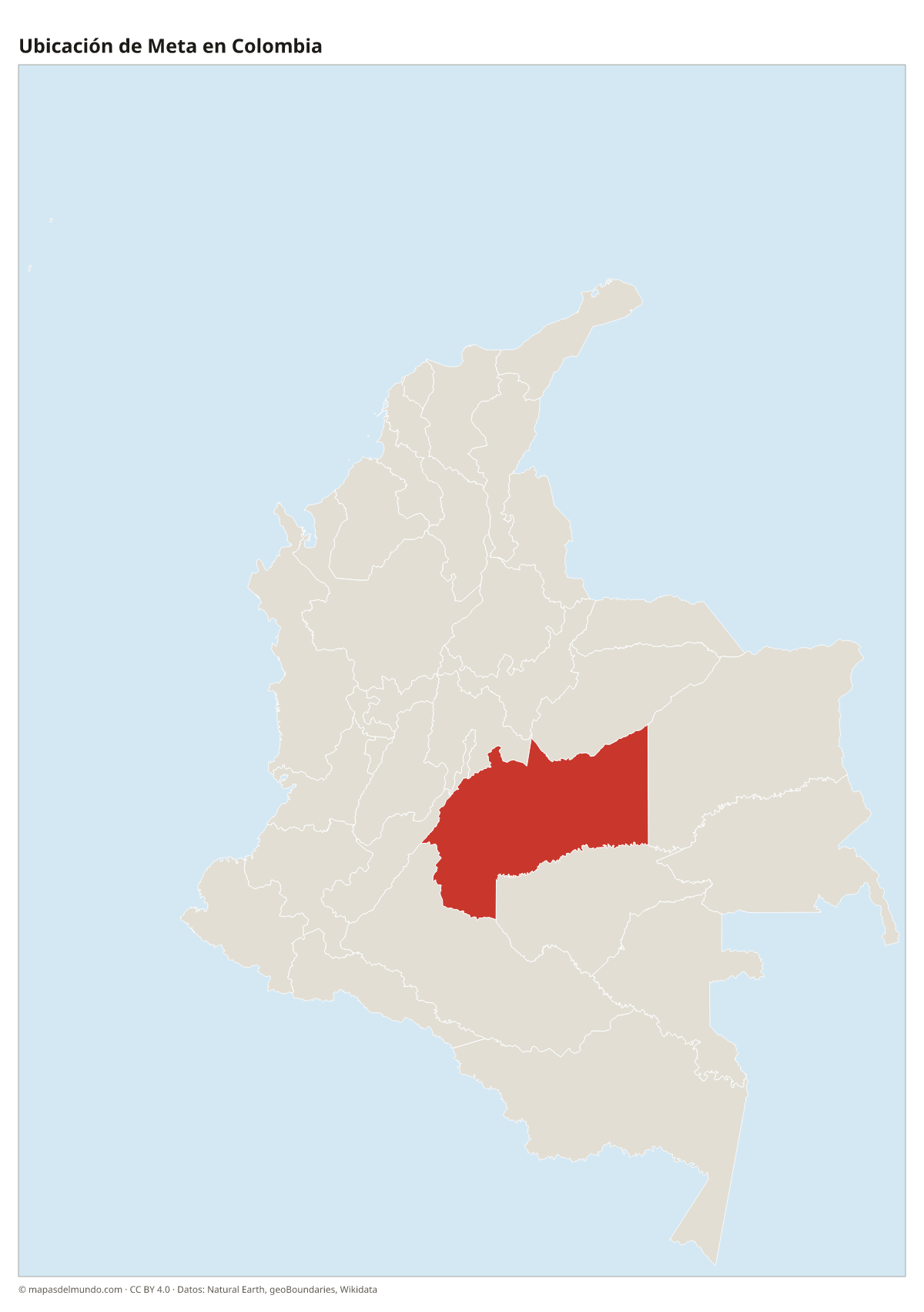 Ubicación de Meta en el mapa de Colombia