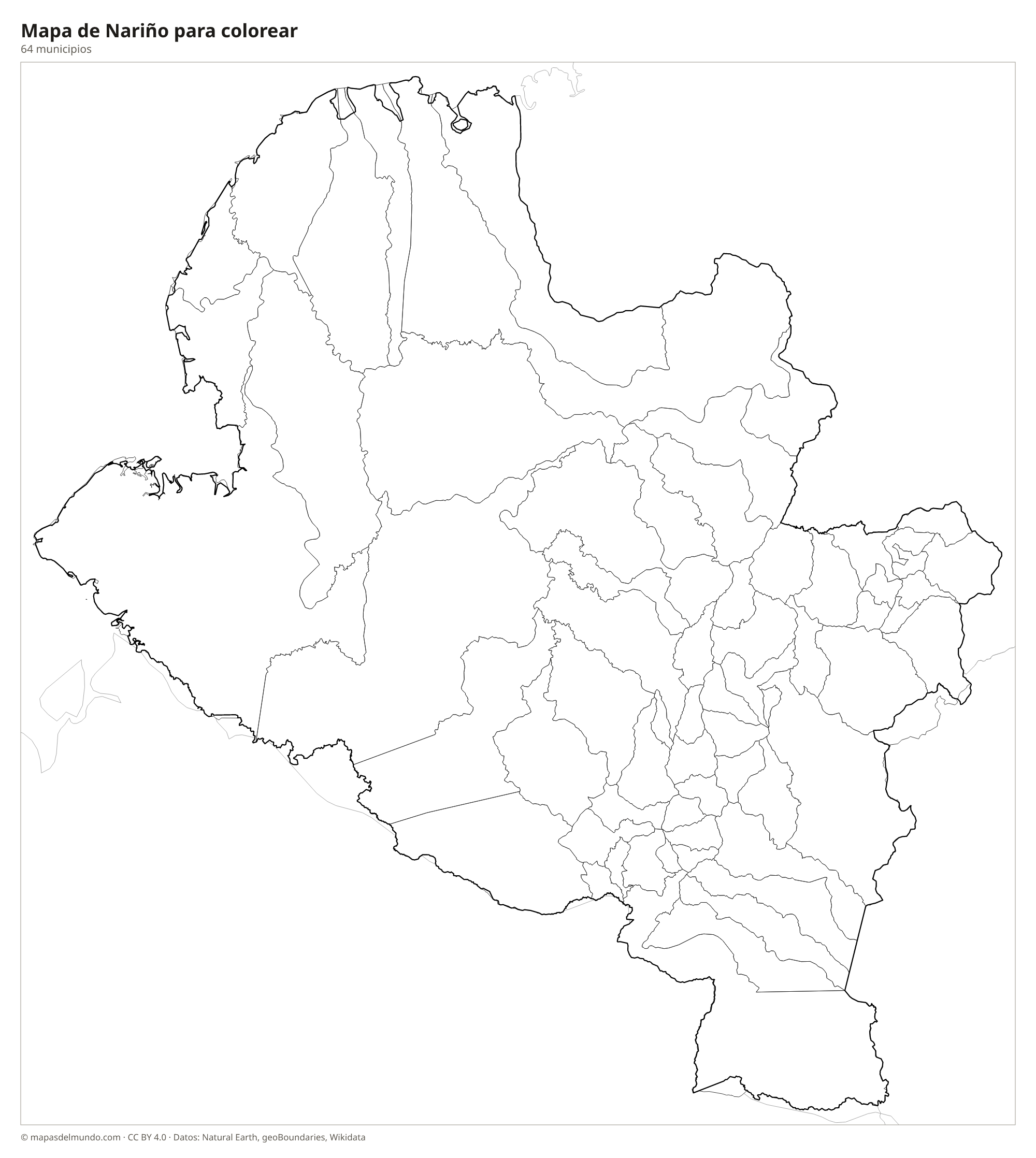 Mapa de Nariño para colorear