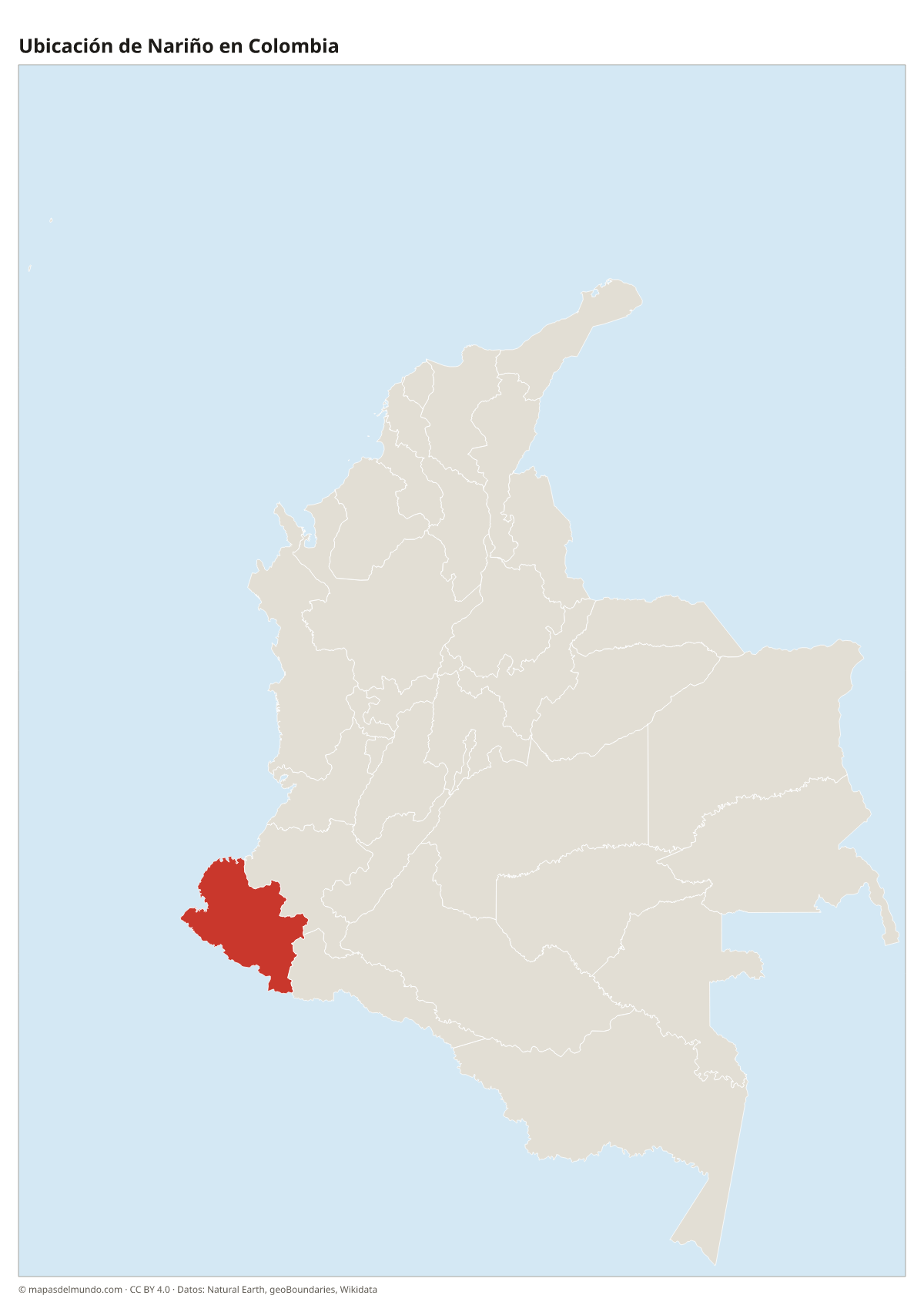 Ubicación de Nariño en el mapa de Colombia