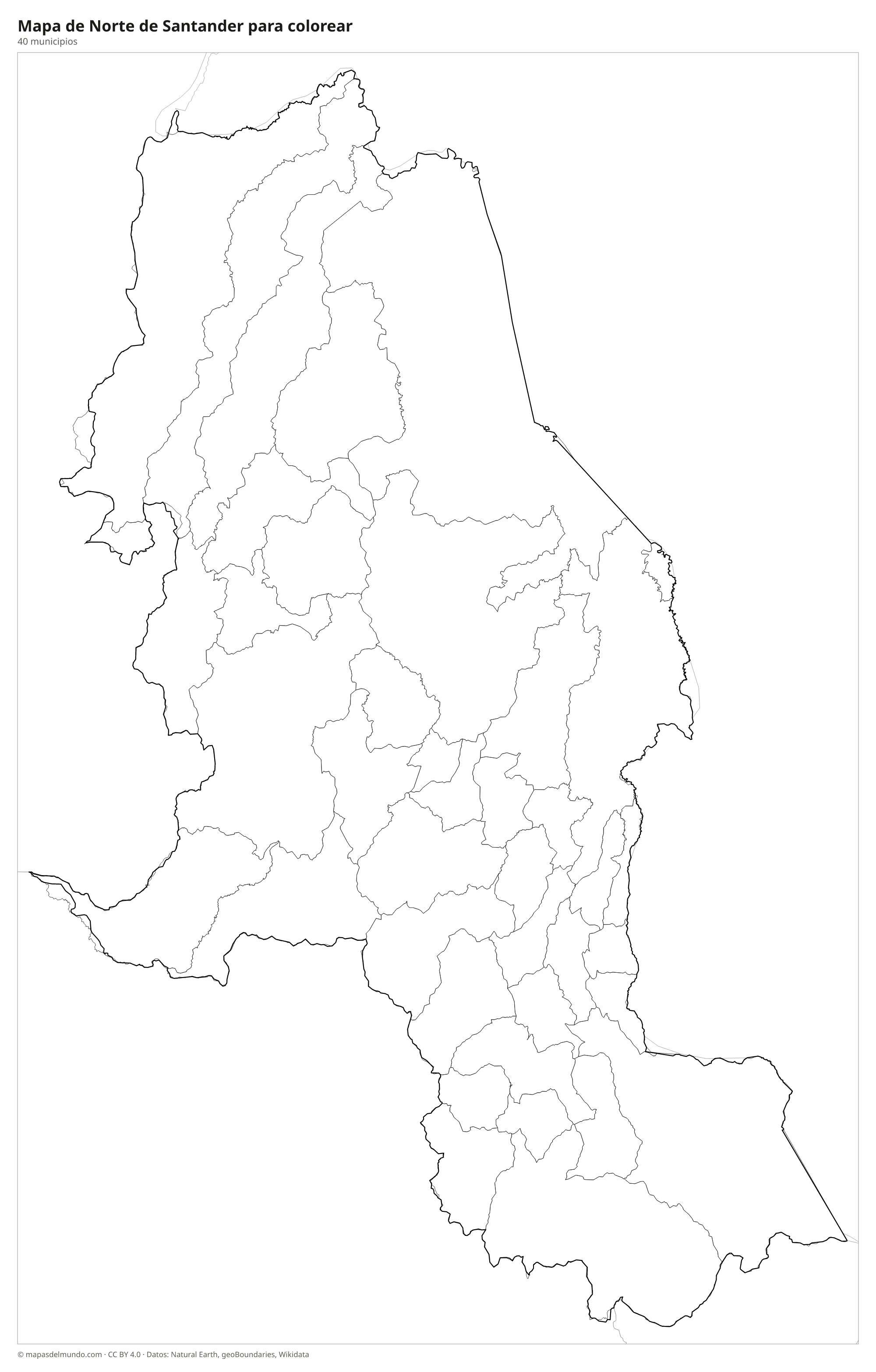 Mapa de Norte de Santander para colorear