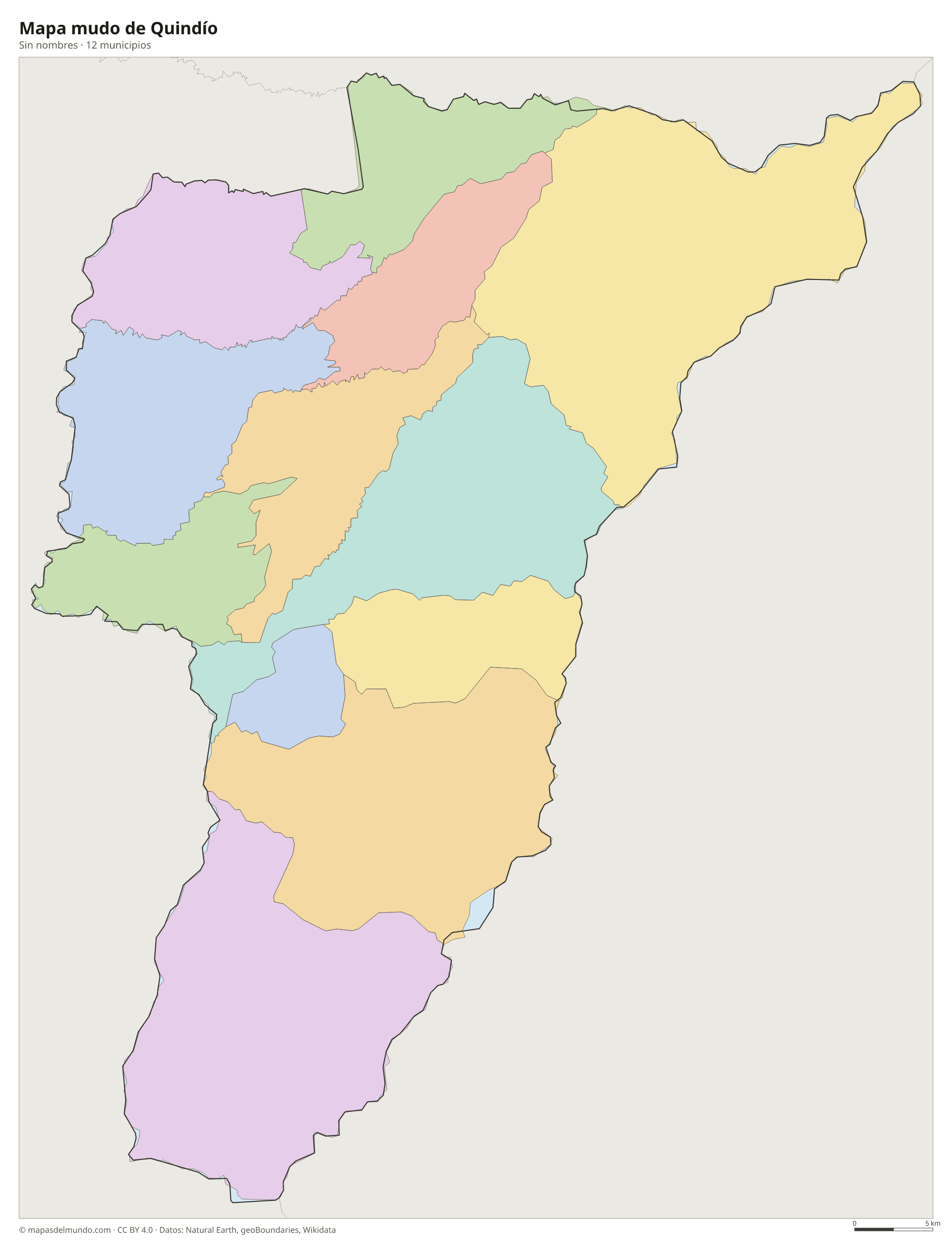 Mapa mudo de Quindío