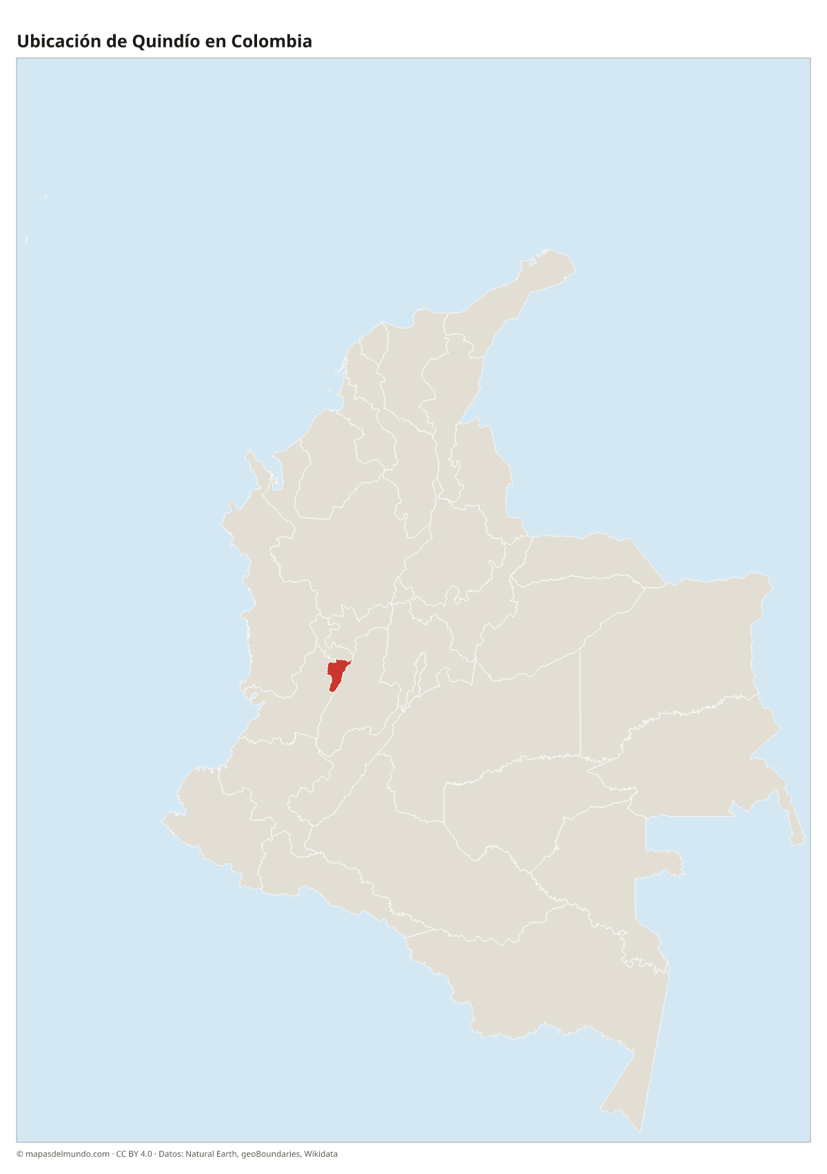 Ubicación de Quindío en el mapa de Colombia