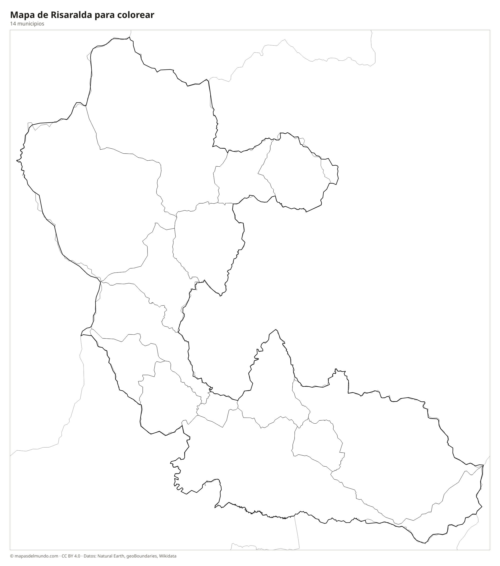 Mapa de Risaralda para colorear