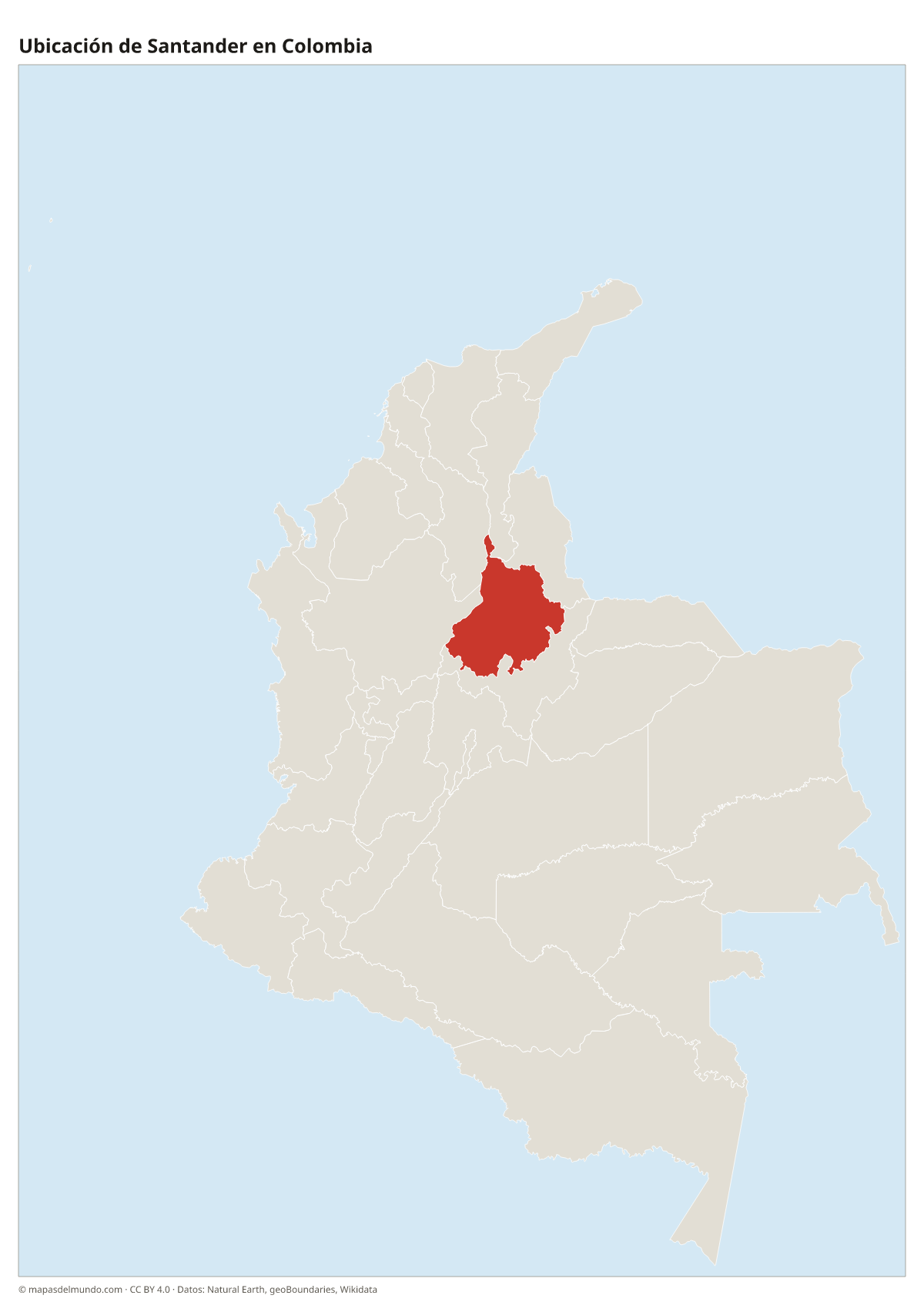Ubicación de Santander en el mapa de Colombia