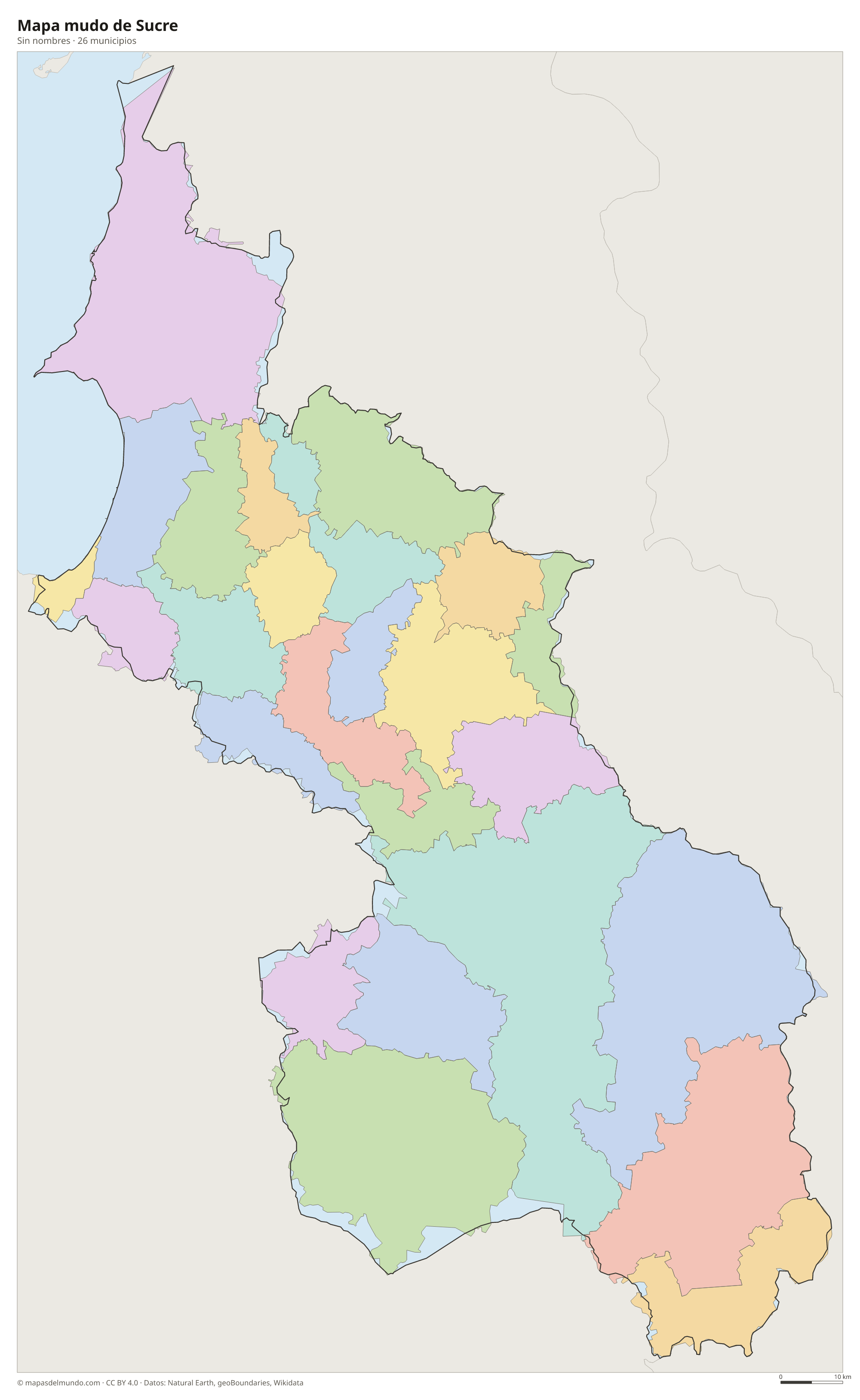 Mapa mudo de Sucre
