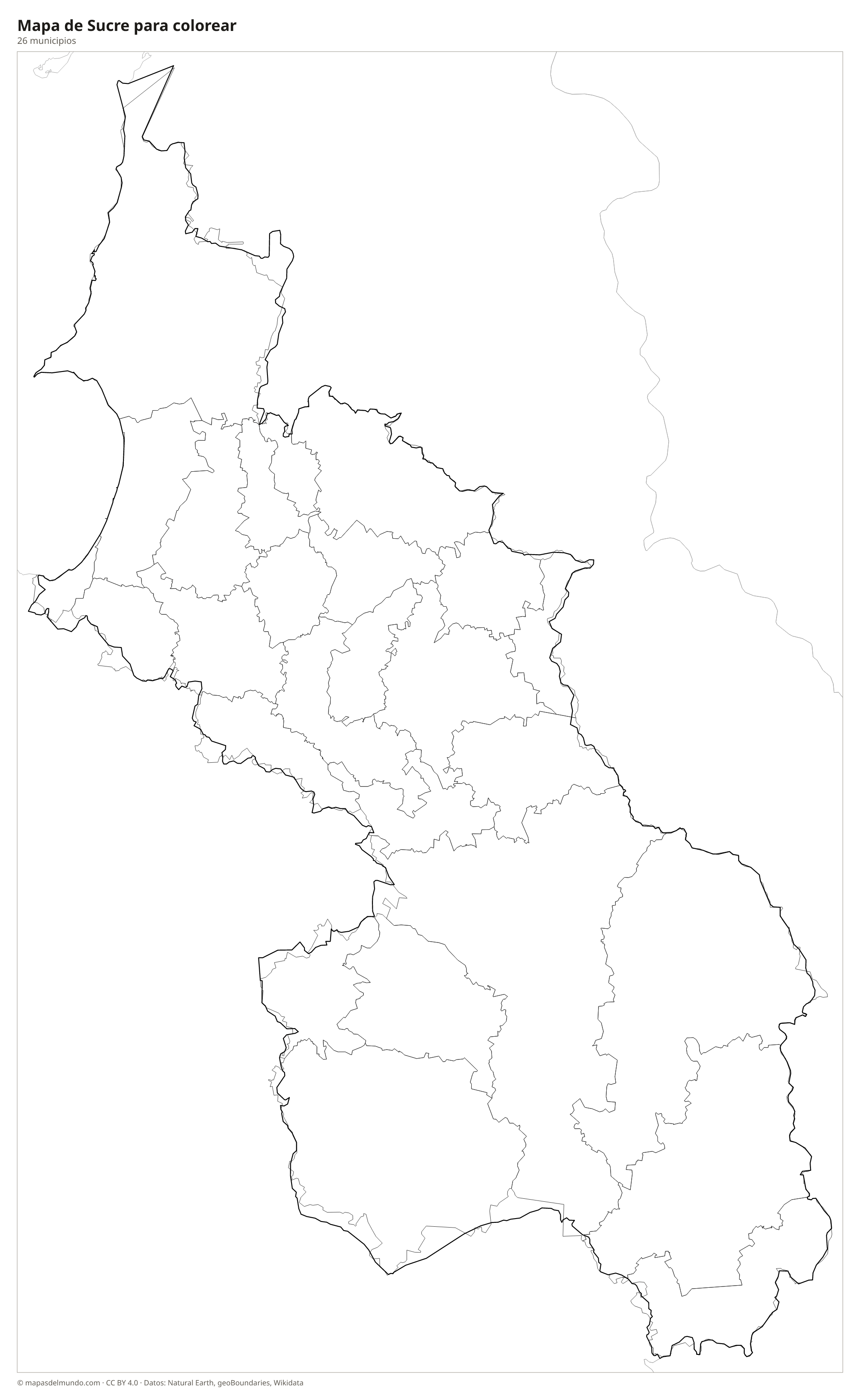 Mapa de Sucre para colorear