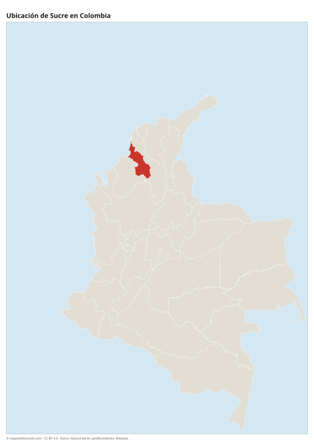 Ubicación de Sucre en el mapa de Colombia