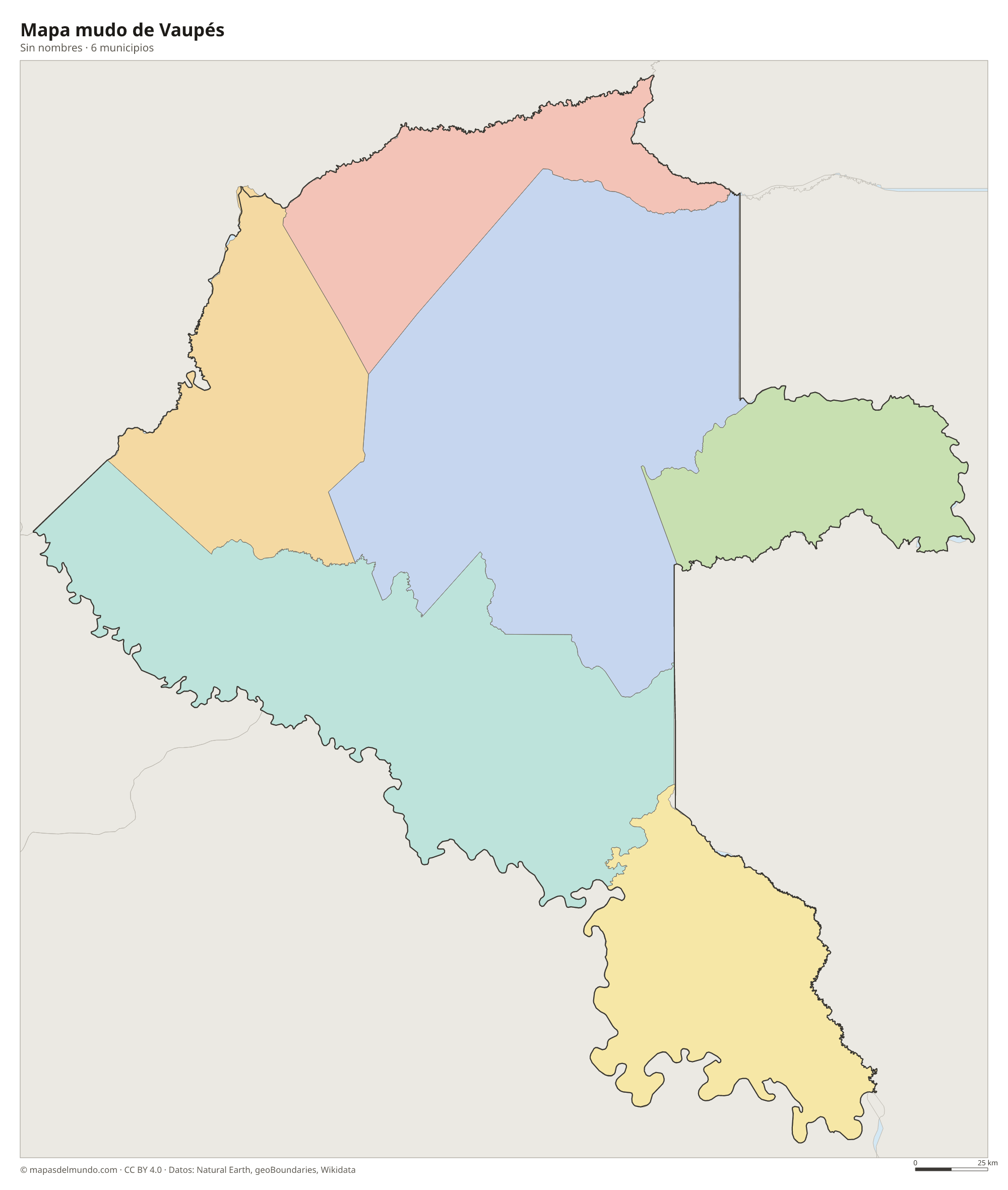 Mapa mudo de Vaupés