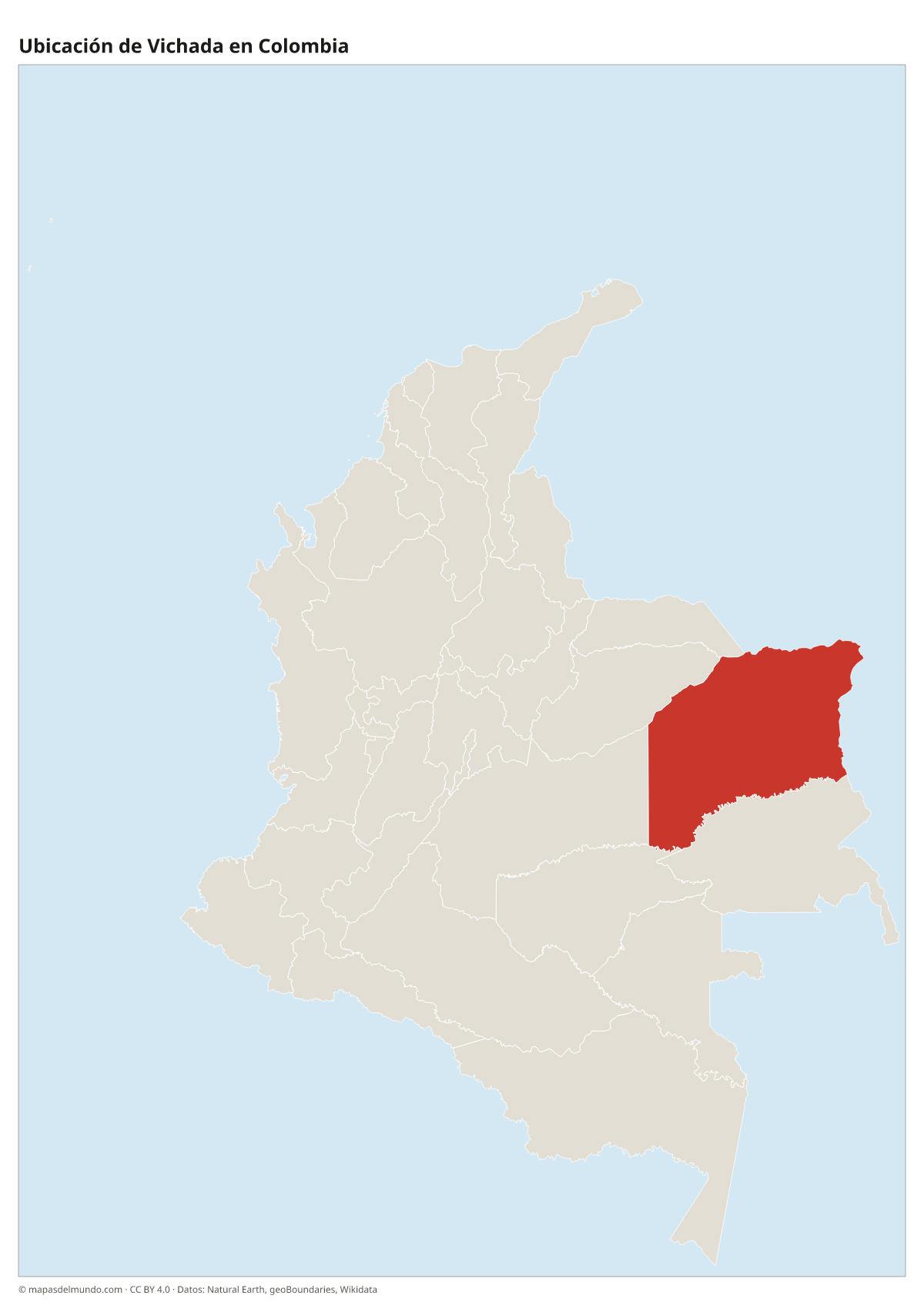 Ubicación de Vichada en el mapa de Colombia