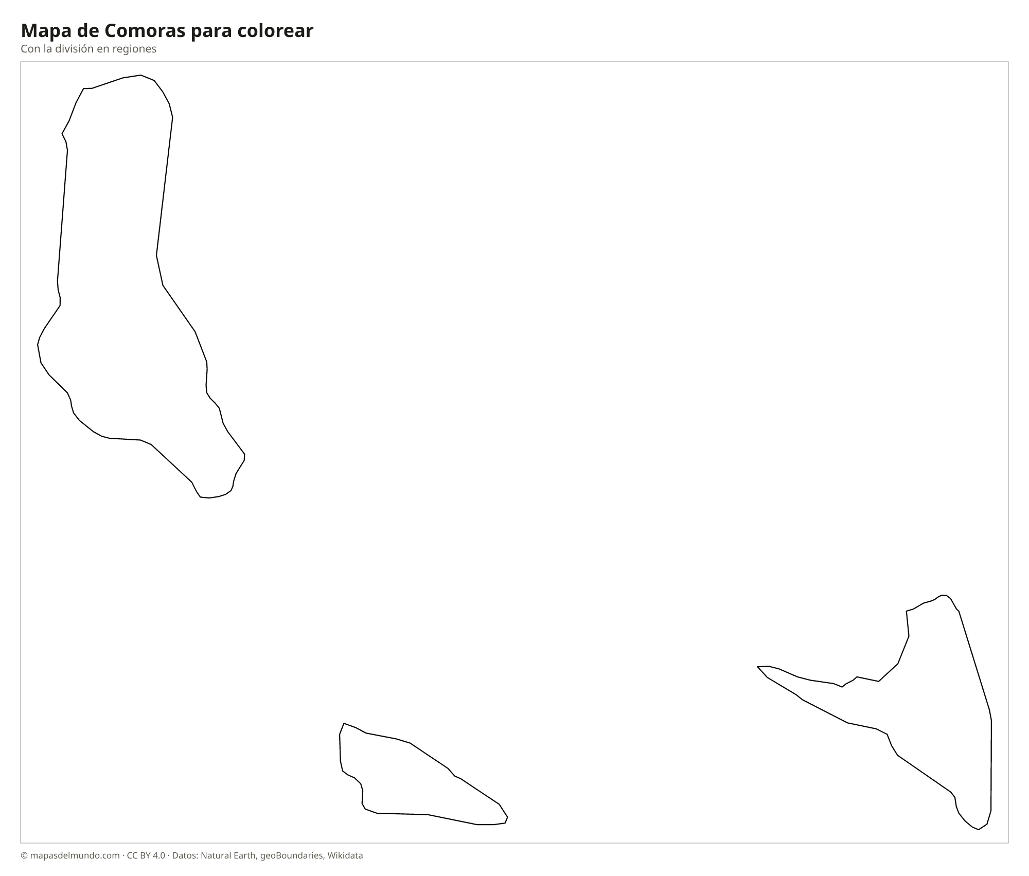 Mapa de Comoras para colorear