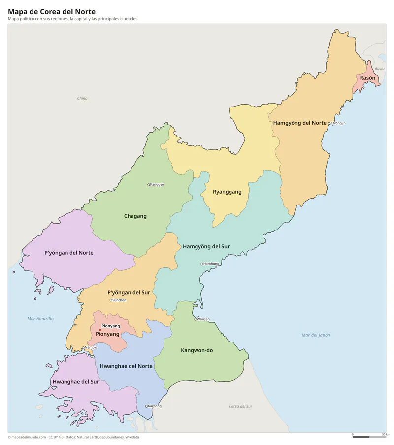 Mapa de Corea del Norte