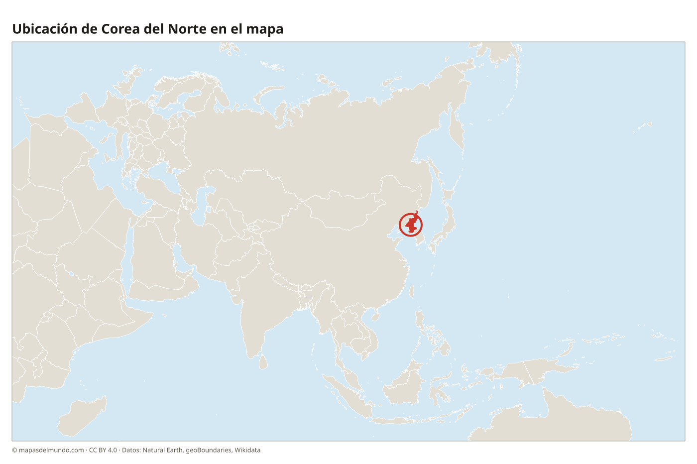 Ubicación de Corea del Norte en el mapa
