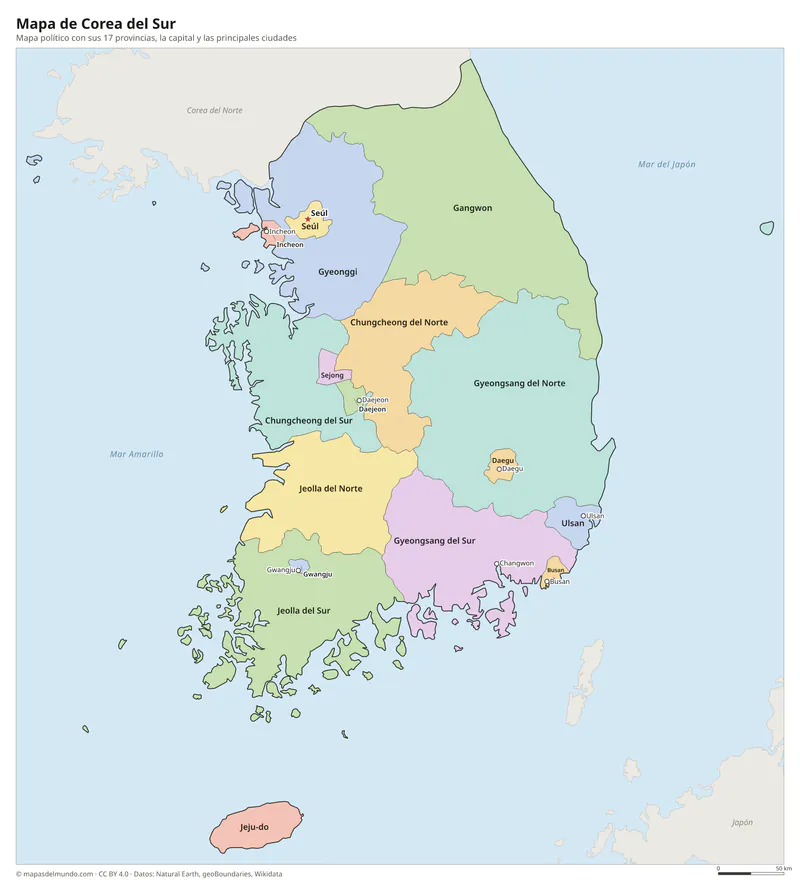 Mapa de Corea del Sur