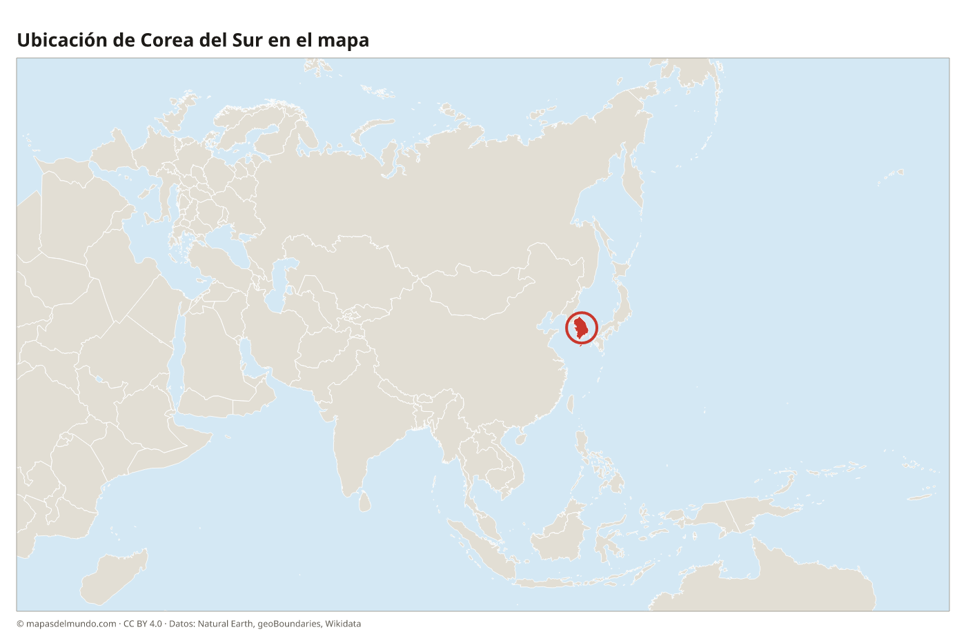 Ubicación de Corea del Sur en el mapa