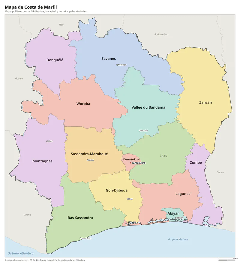 Mapa de Costa de Marfil