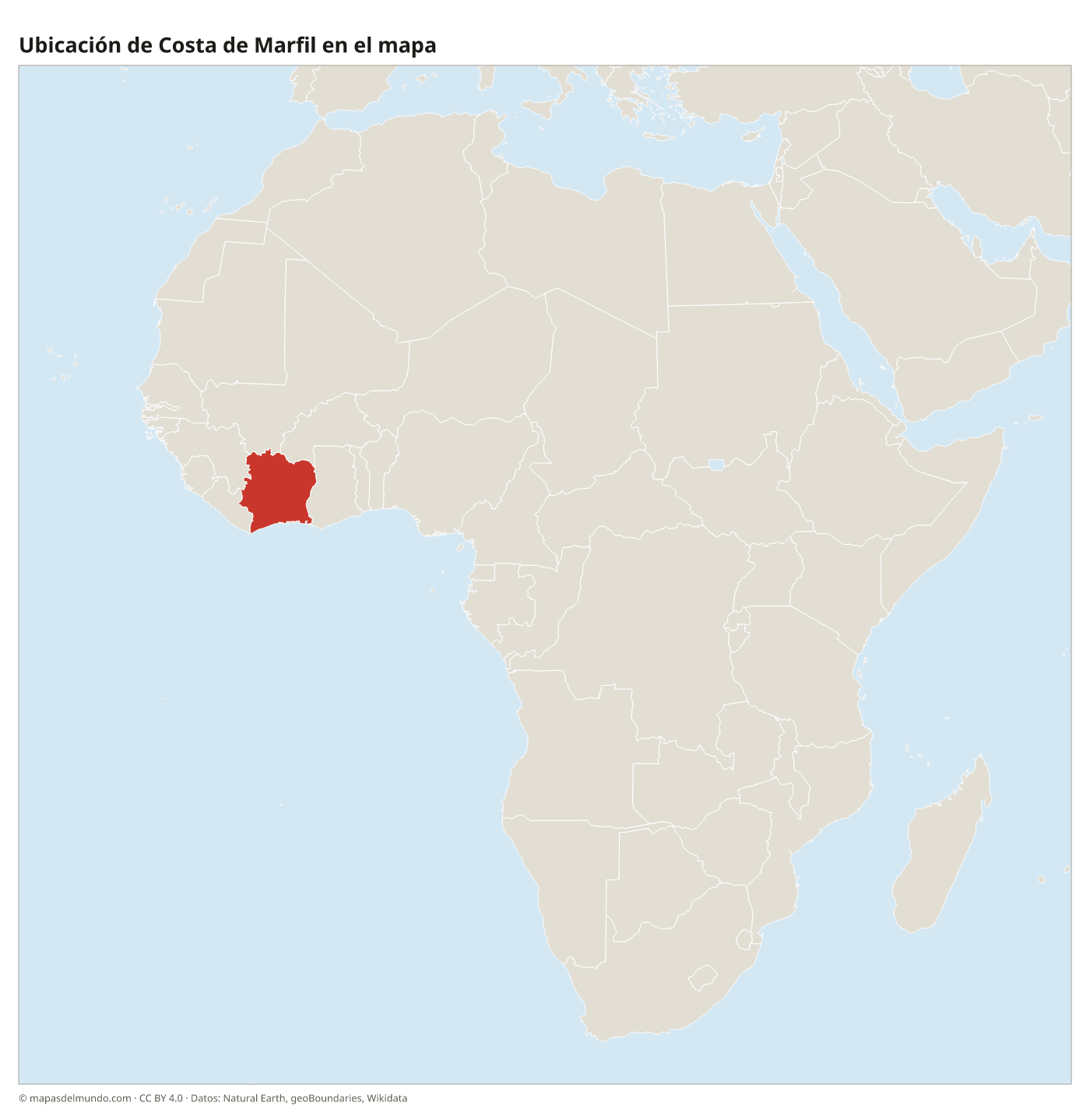 Ubicación de Costa de Marfil en el mapa