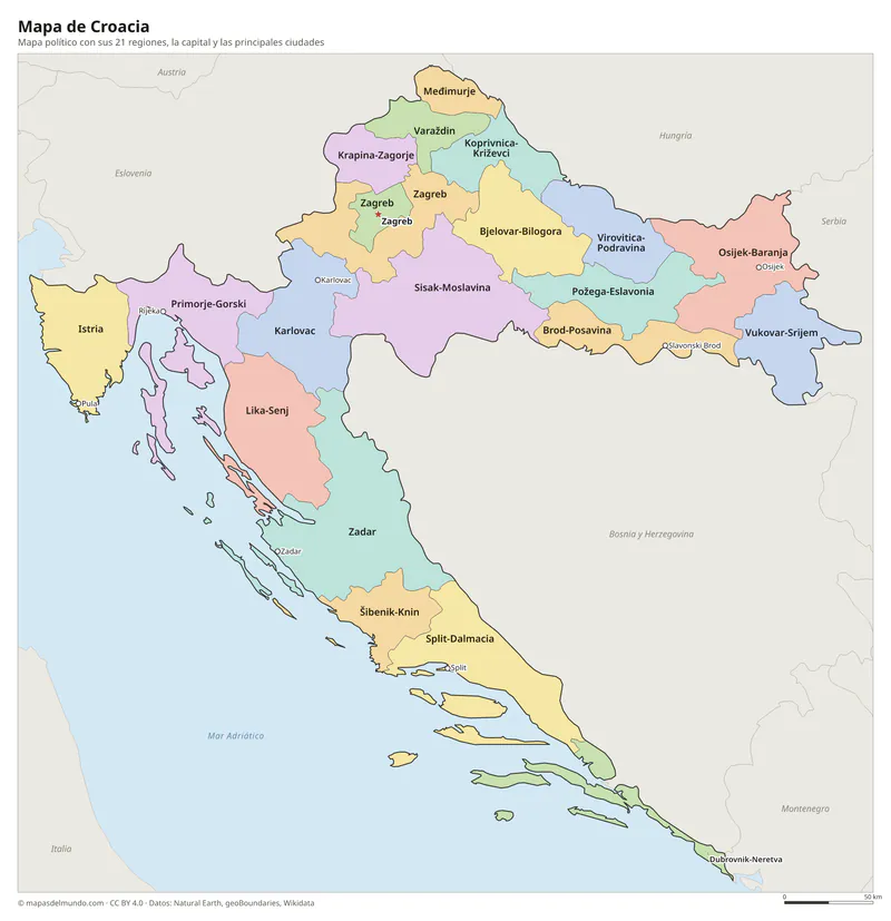 Mapa de Croacia