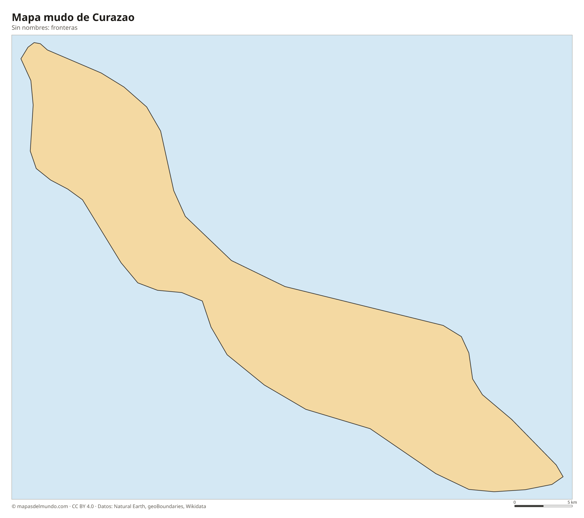 Mapa mudo de Curazao sin nombres