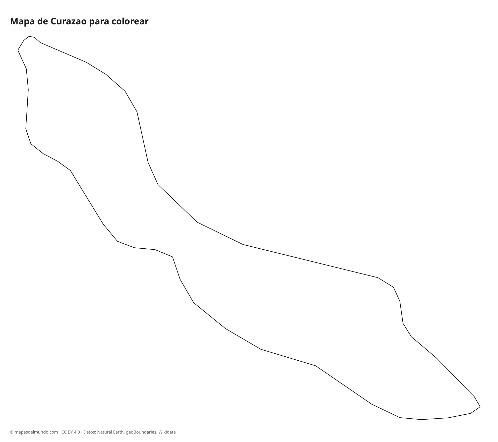 Mapa de Curazao para colorear