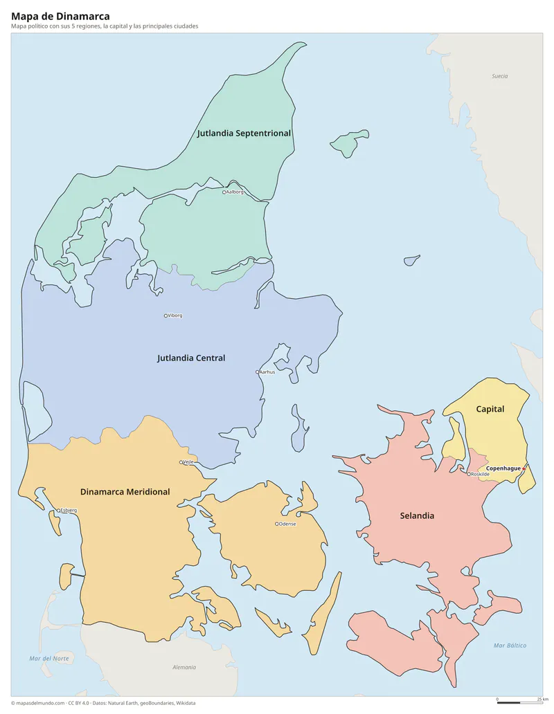 Mapa de Dinamarca