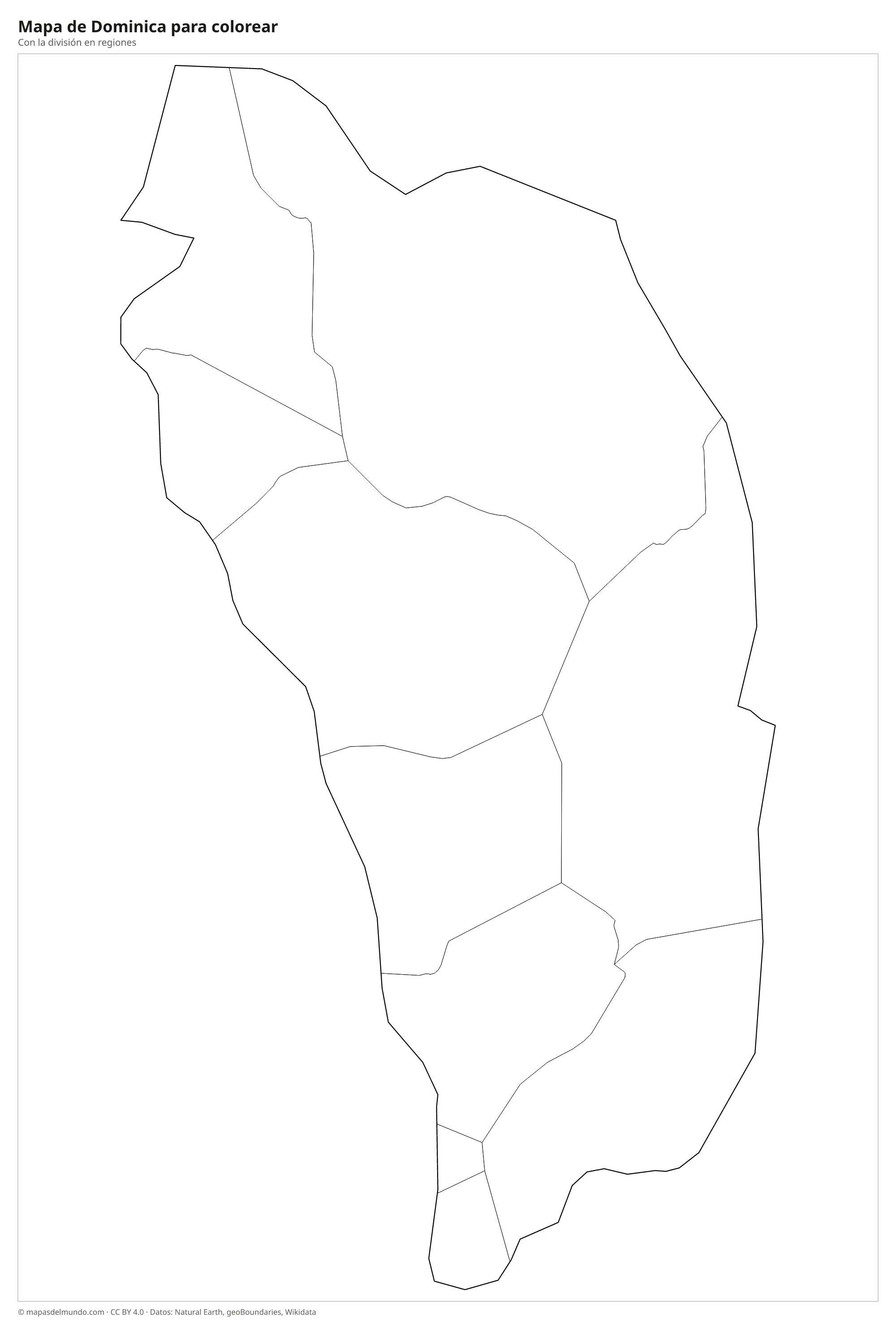 Mapa de Dominica para colorear