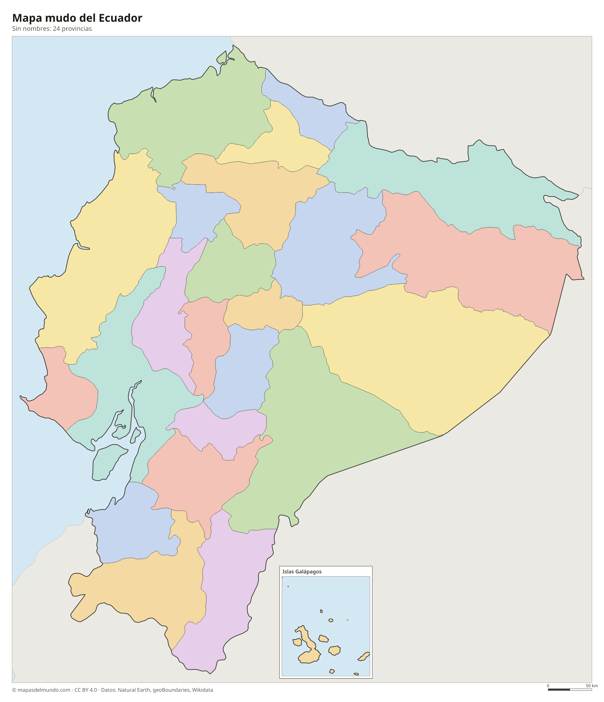 Mapa mudo del Ecuador sin nombres