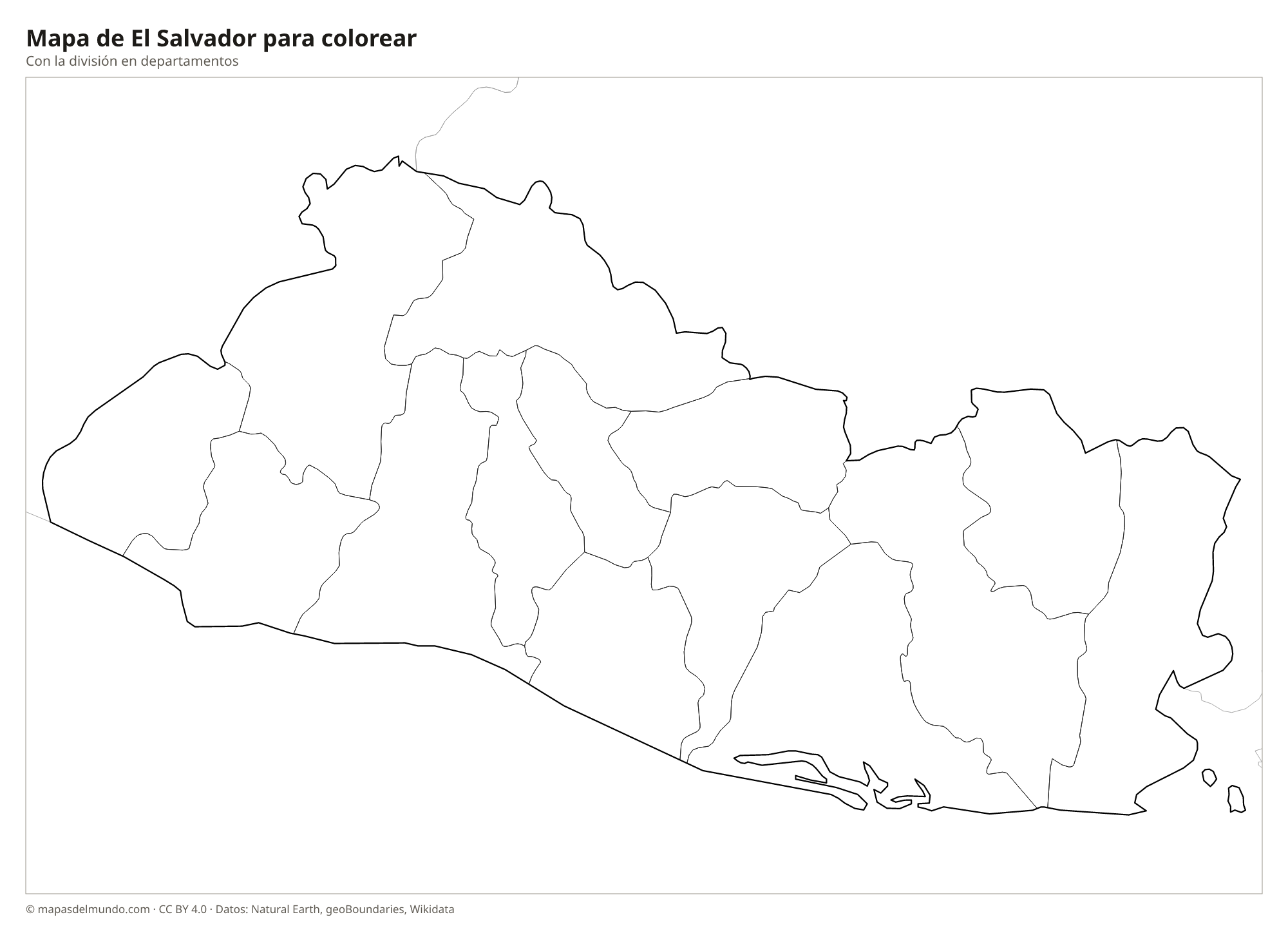 Mapa de El Salvador para colorear