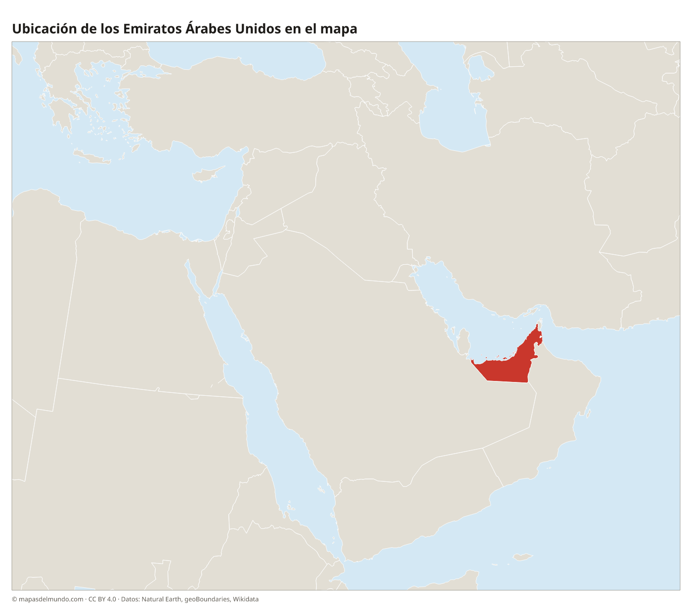 Ubicación de los Emiratos Árabes Unidos en el mapa