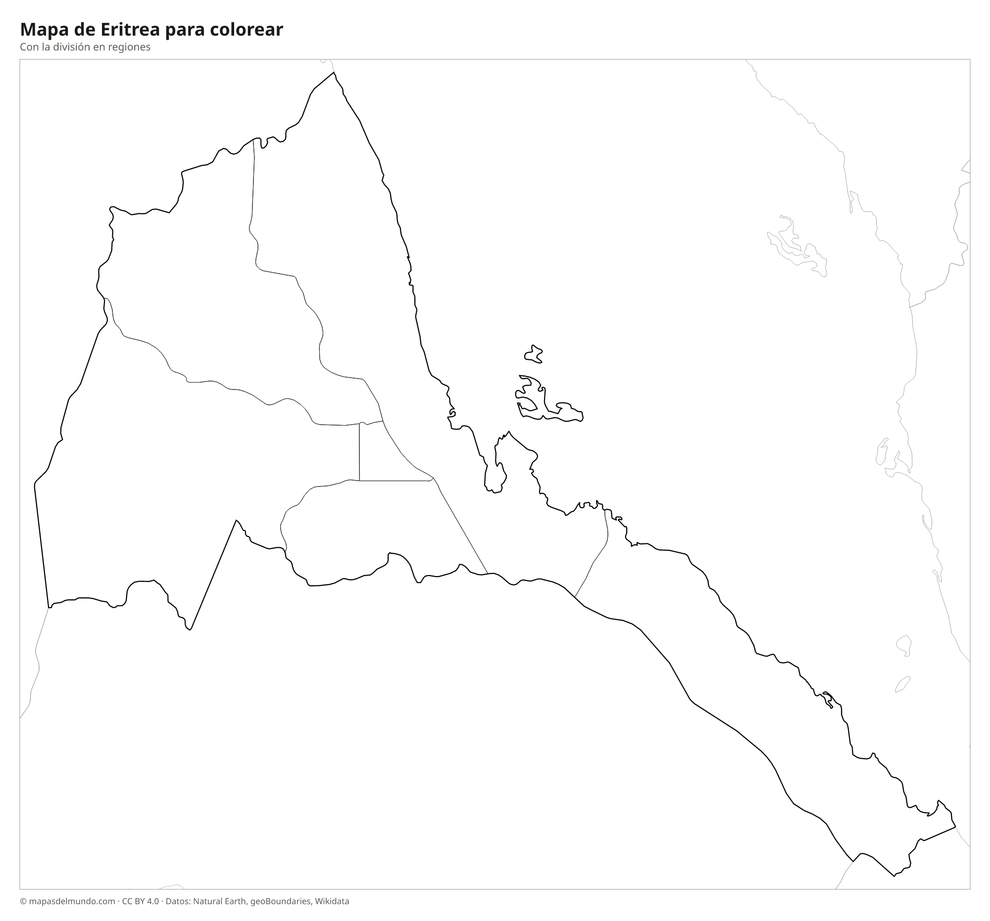 Mapa de Eritrea para colorear