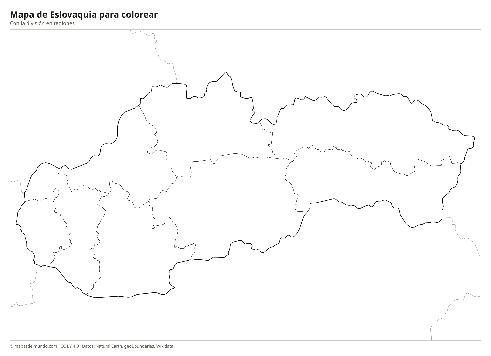 Mapa de Eslovaquia para colorear