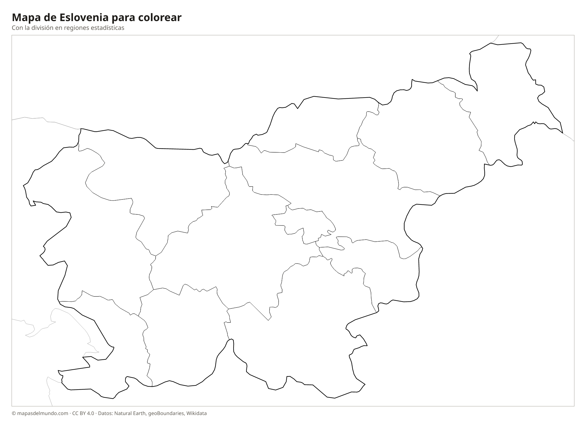 Mapa de Eslovenia para colorear