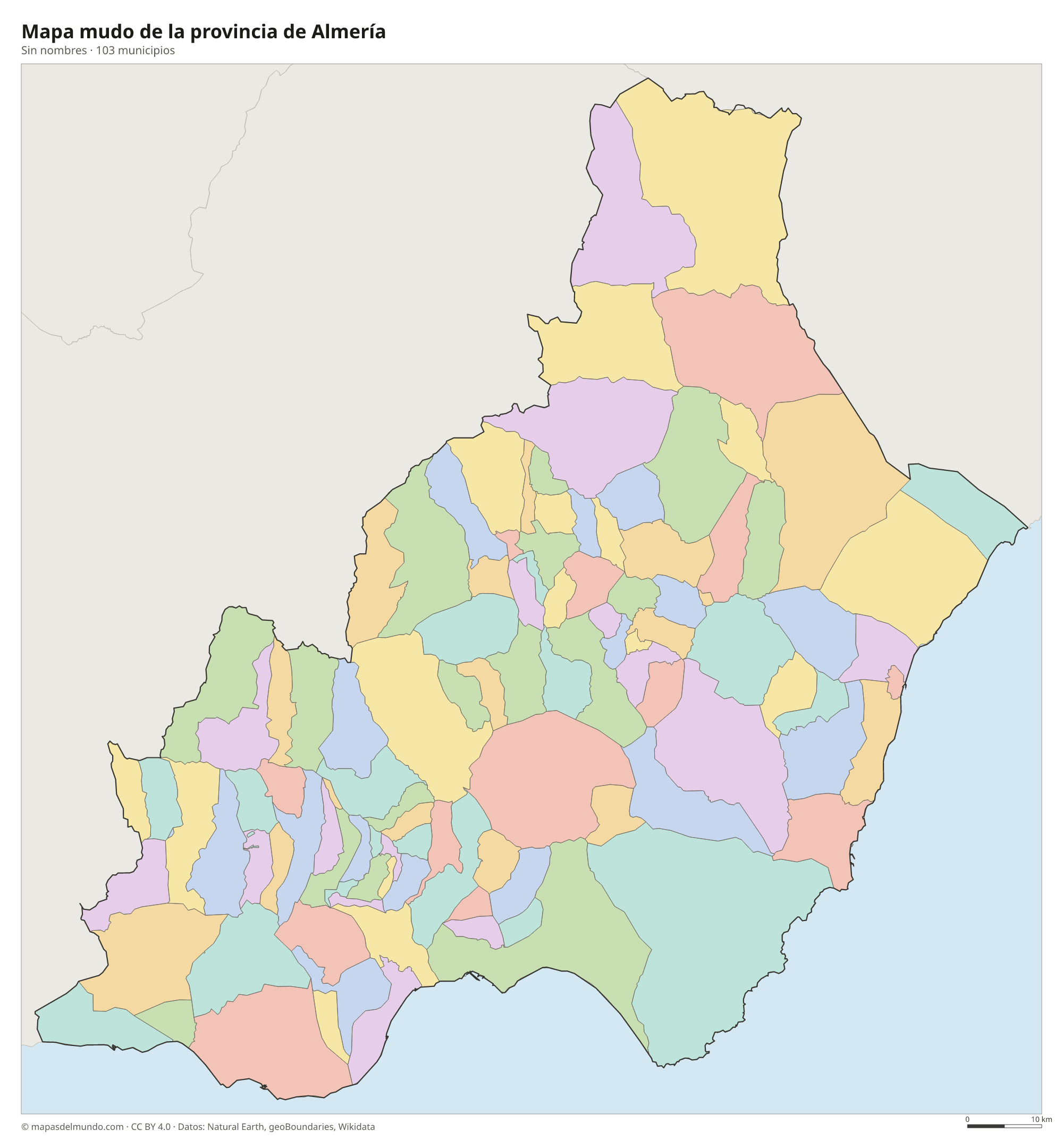Mapa mudo de la provincia de Almería
