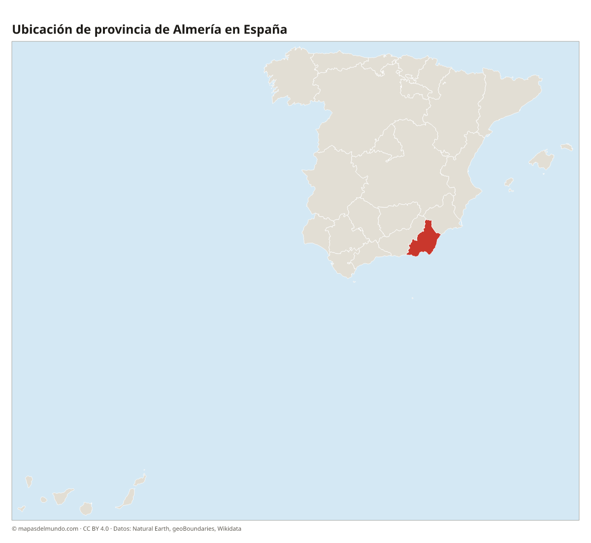 Ubicación de la provincia de Almería en el mapa de España