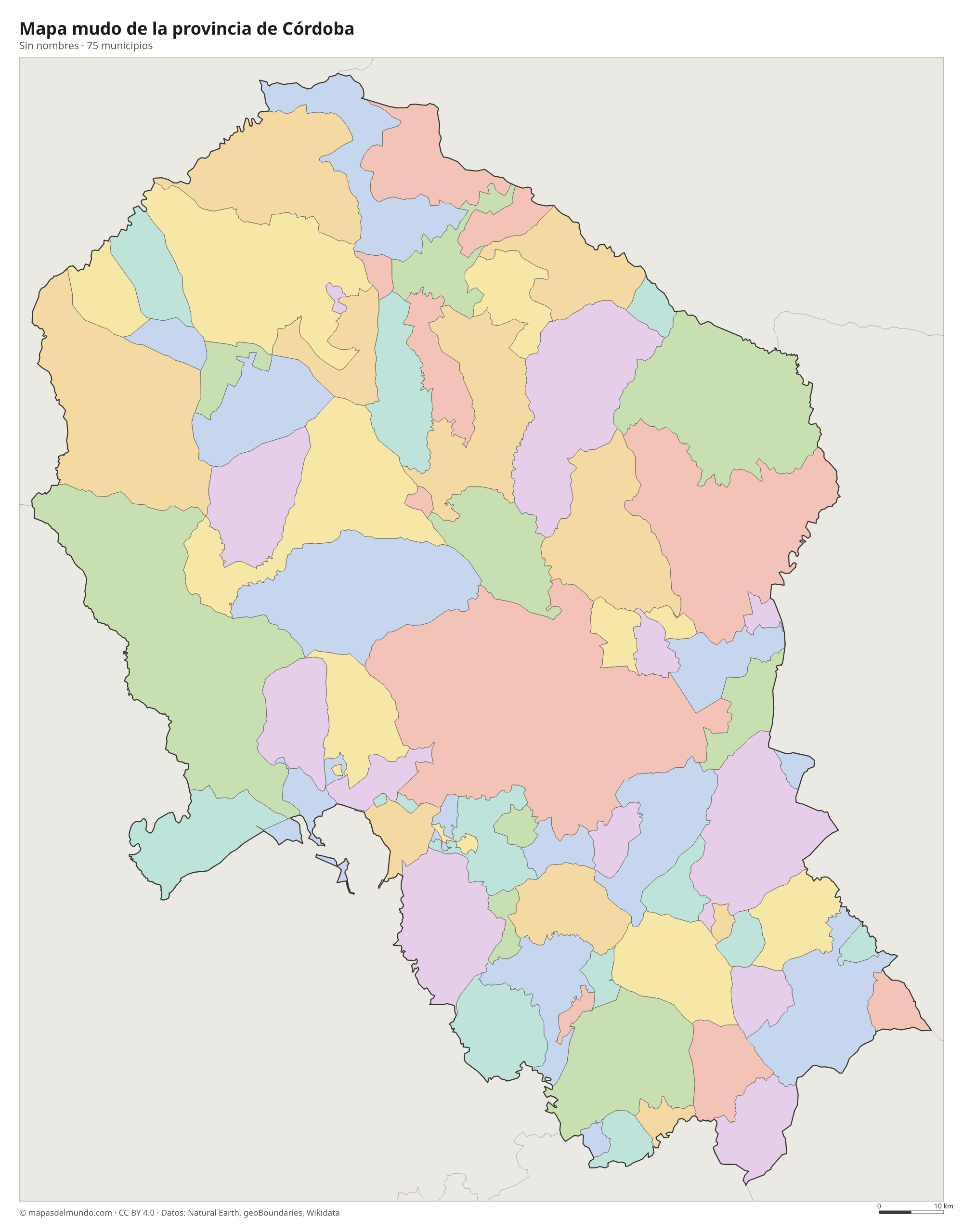 Mapa mudo de la provincia de Córdoba