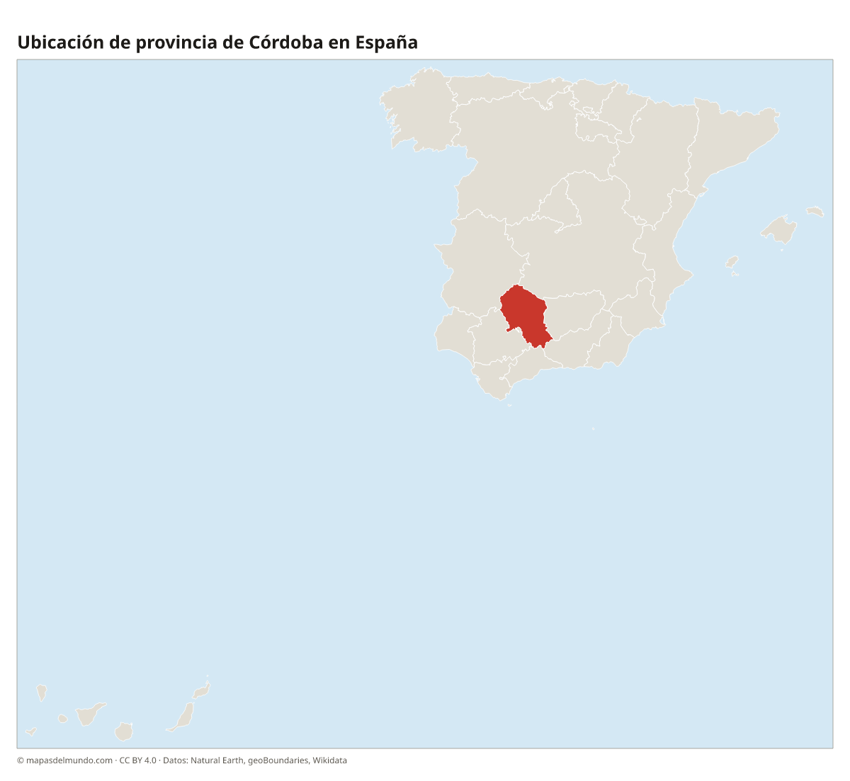 Ubicación de la provincia de Córdoba en el mapa de España