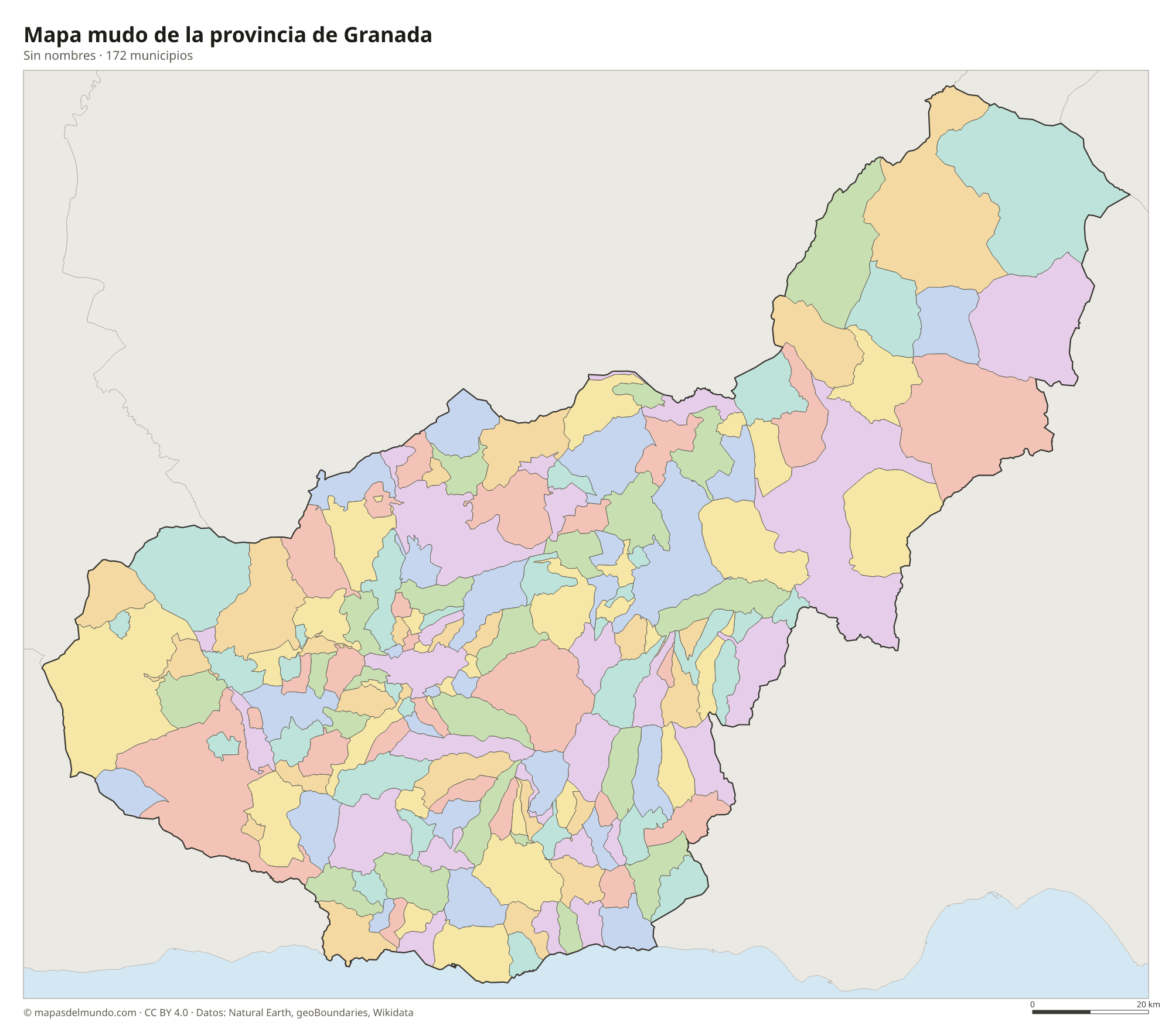 Mapa mudo de la provincia de Granada