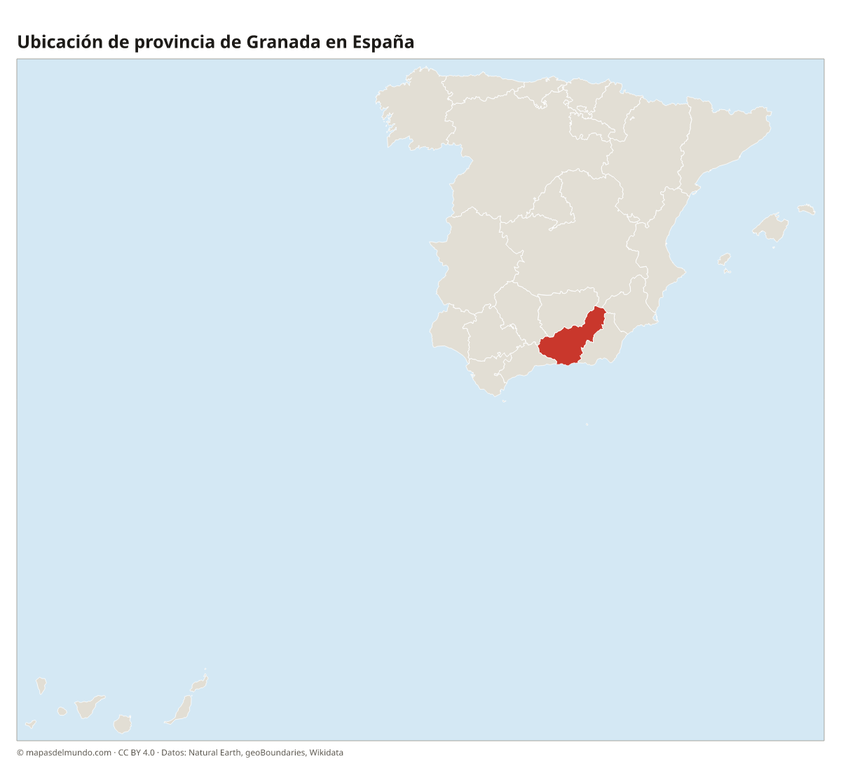Ubicación de la provincia de Granada en el mapa de España
