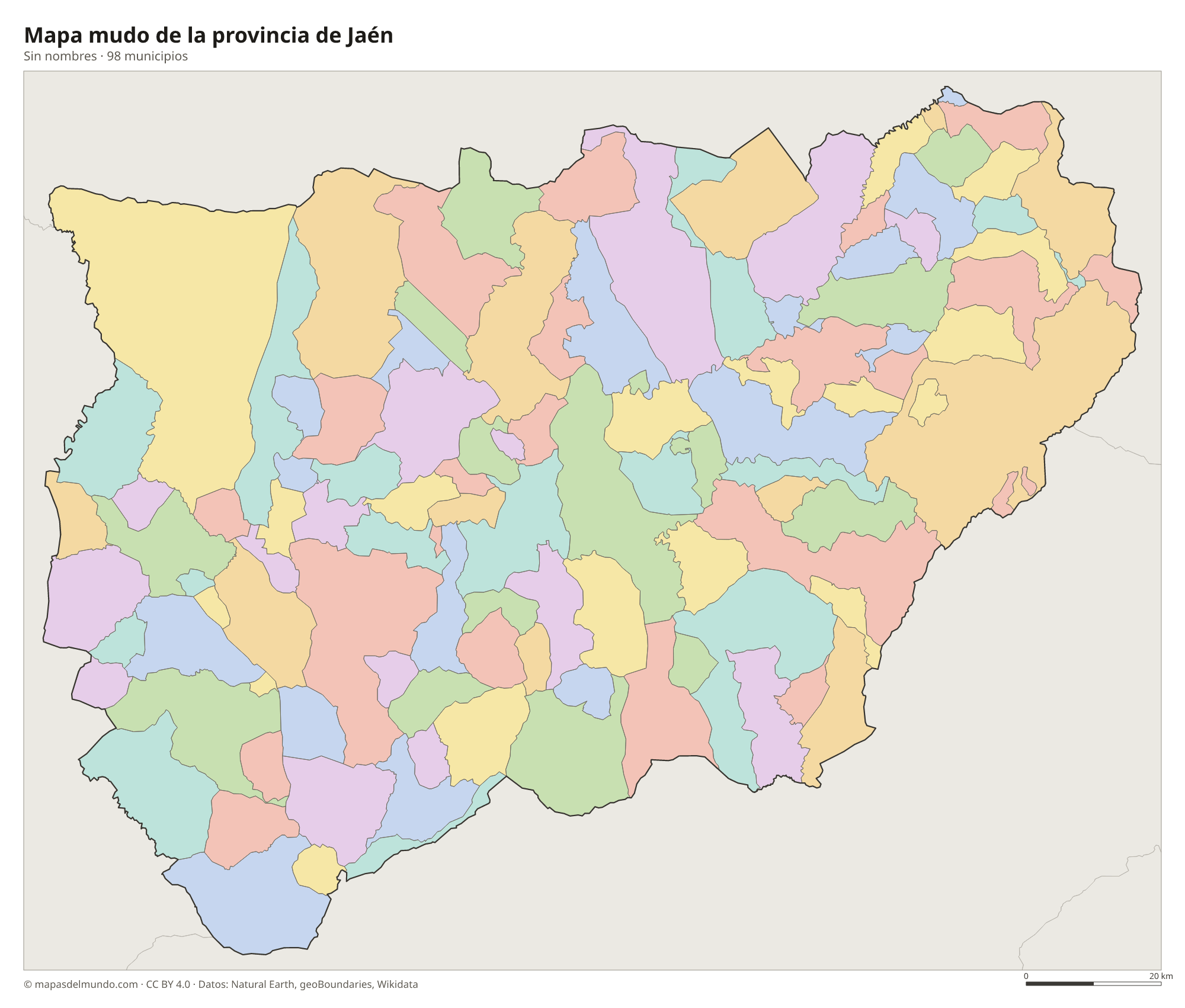 Mapa mudo de la provincia de Jaén