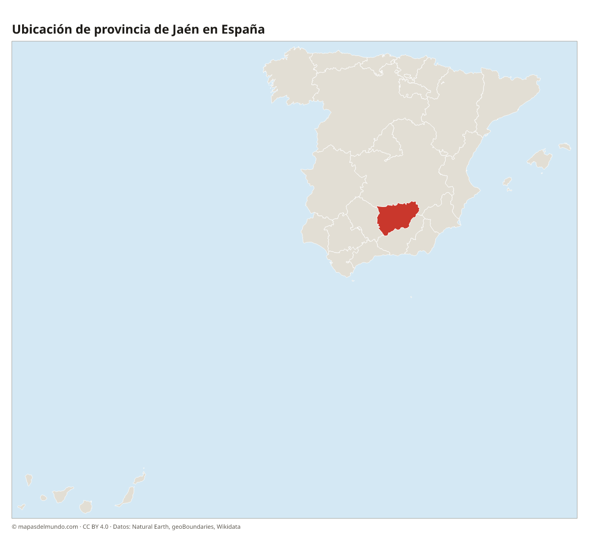 Ubicación de la provincia de Jaén en el mapa de España